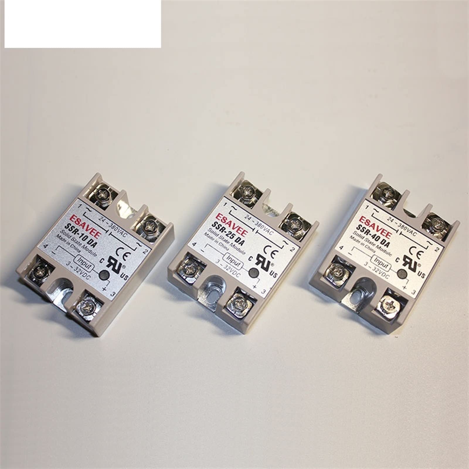 SSR -10DA/25DA/ 40DA Controllo CC AC Relè a Stato Solido monofase con Guscio Bianco Senza Copertura in plastica(Small Heat Sink)