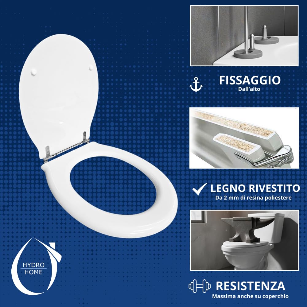 Copriwater Panorama G.S.I. legno rivestito in resina poliestere bianco