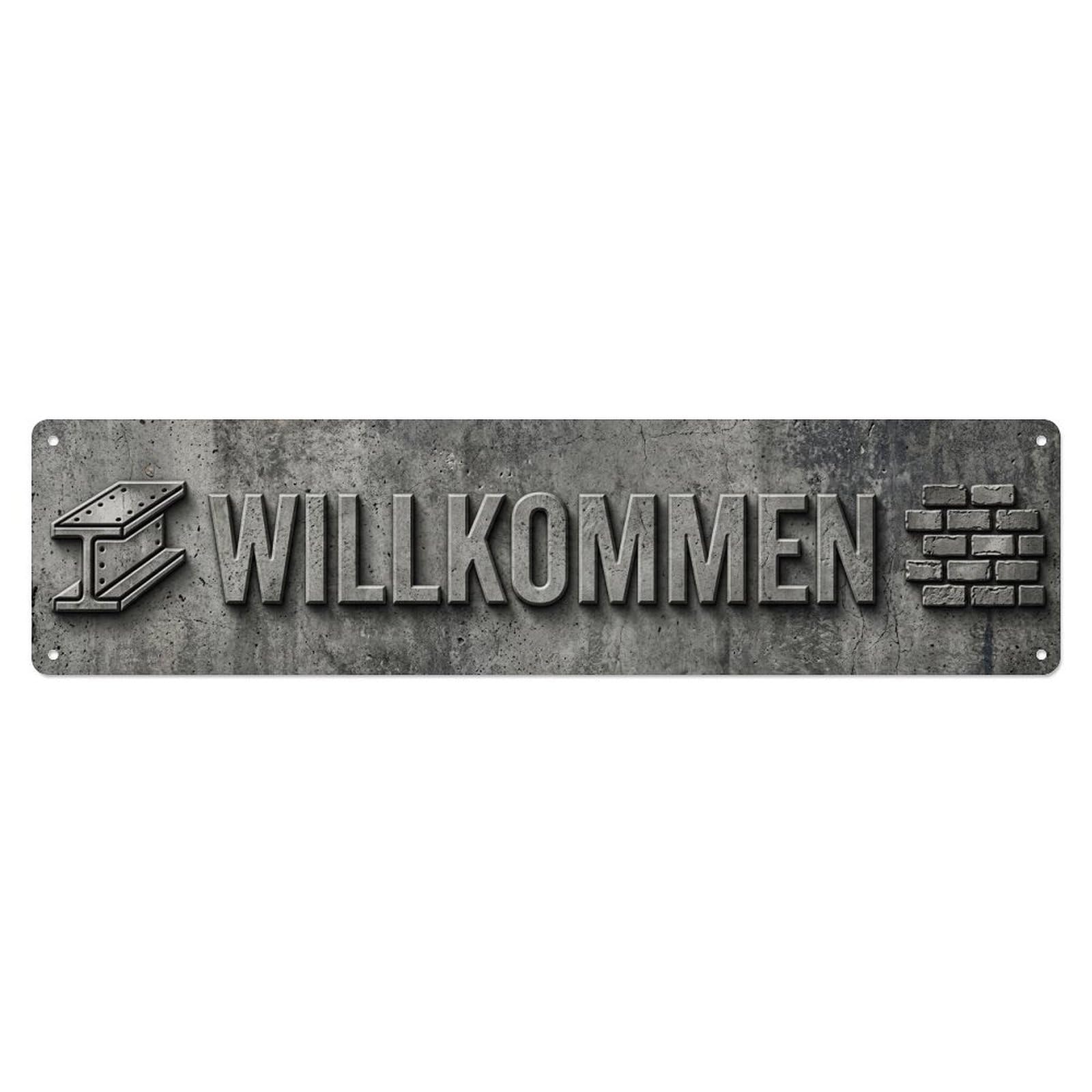 Industrial Concrete Loft Welcome Metal Tin Sign