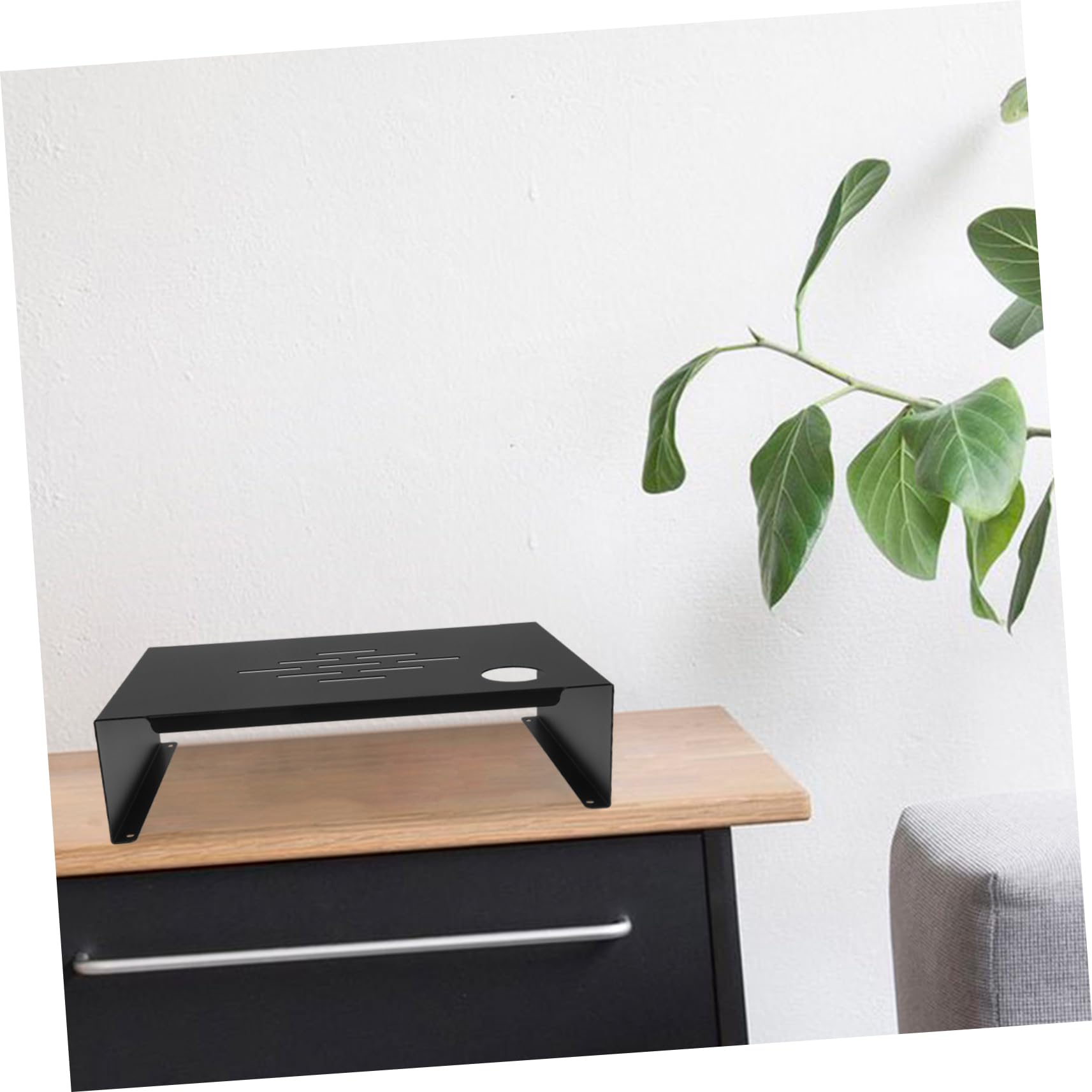 Alzatina per Monitor in Acciaio Nero, Supporto Ergonomico da Ufficio | Design Multifunzionale, Stile Minimal Moderno, per Postazione Desktop, Compatto e Ordinato