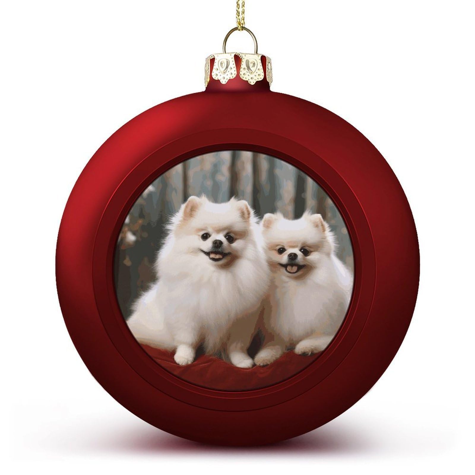 Boules de Noël décoratives à suspendre chien de Poméranie poil court