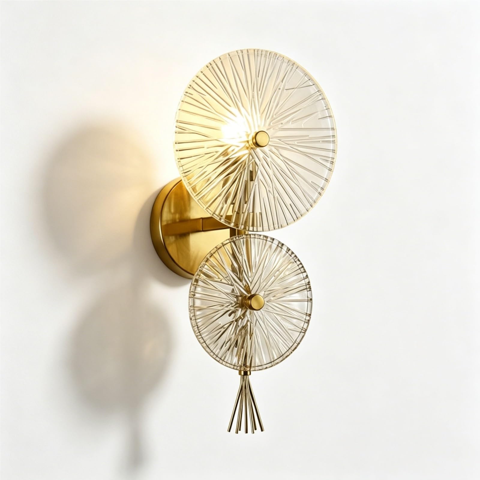 LUOYAOB Gold Glass Wall Sconce Starburst Textured Wall Lamp Hand Blown Round Glass Vanity Light 1 Light Wall Light Fixture for Bedroom Living Room Hallway Hotel Decor