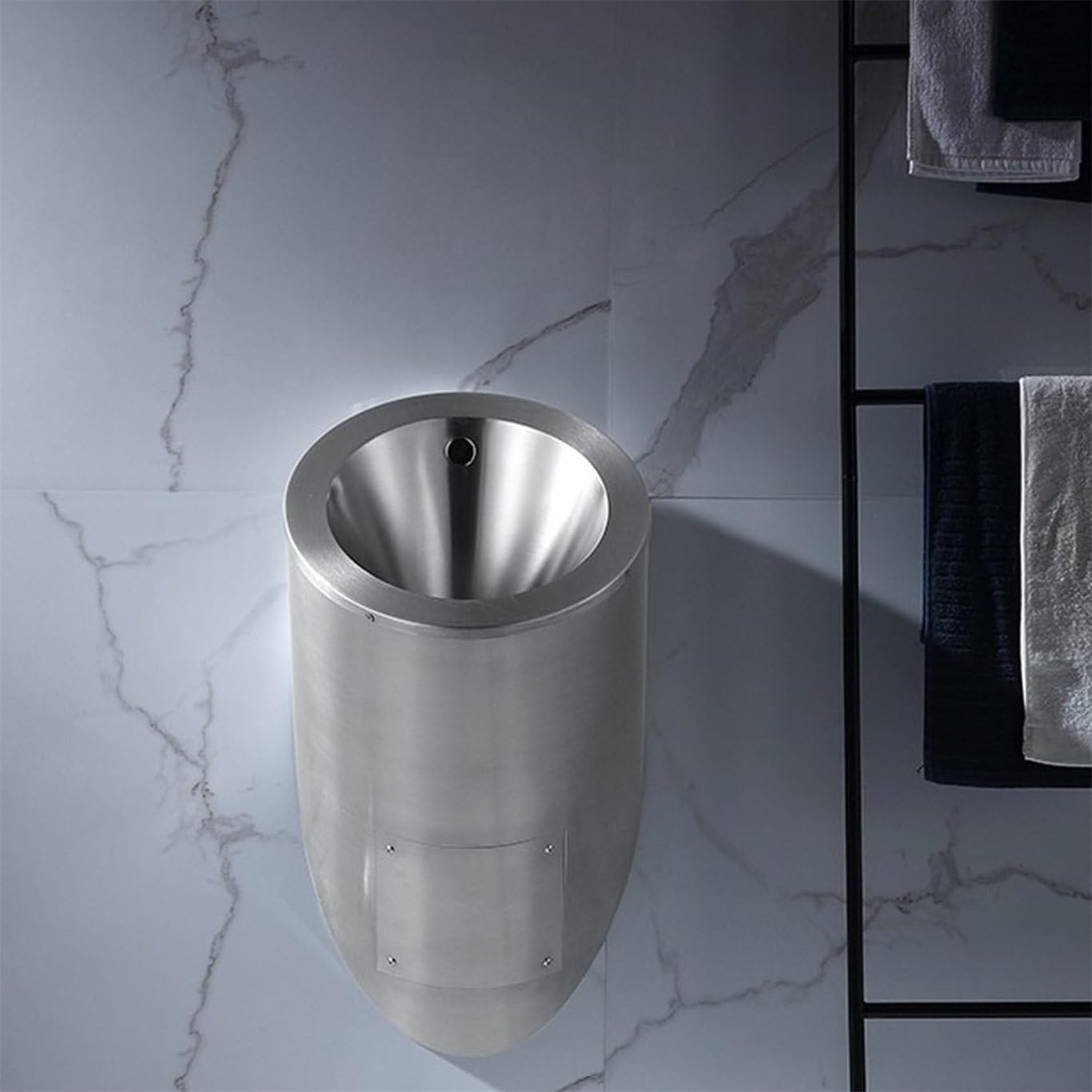 GTHTUHFD Men'S Commercial Flushing Urinal, Stainless Steel Wall-Mounted Urinal Anti-Overflow Urinal, Vertical Toilet, Flushing Urinal For Commercial Public Toilets,Silver-Uri,Gold-Urinal
