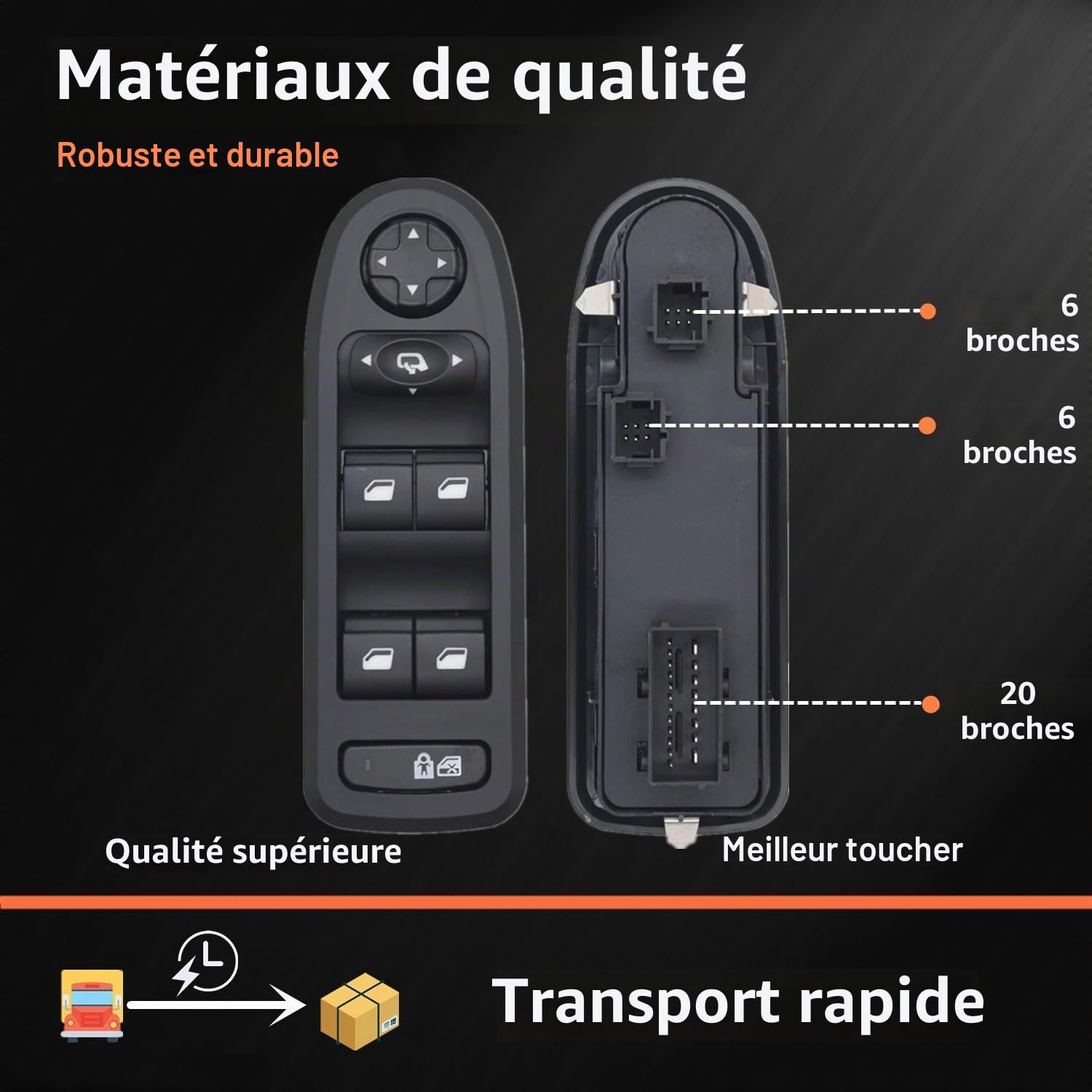 32 broches Pliable électriquement Interrupteur de commande de lève-vitre pour Peugeot 308 2007-2013 508 Citroën C 96644917XT 96659465ZD