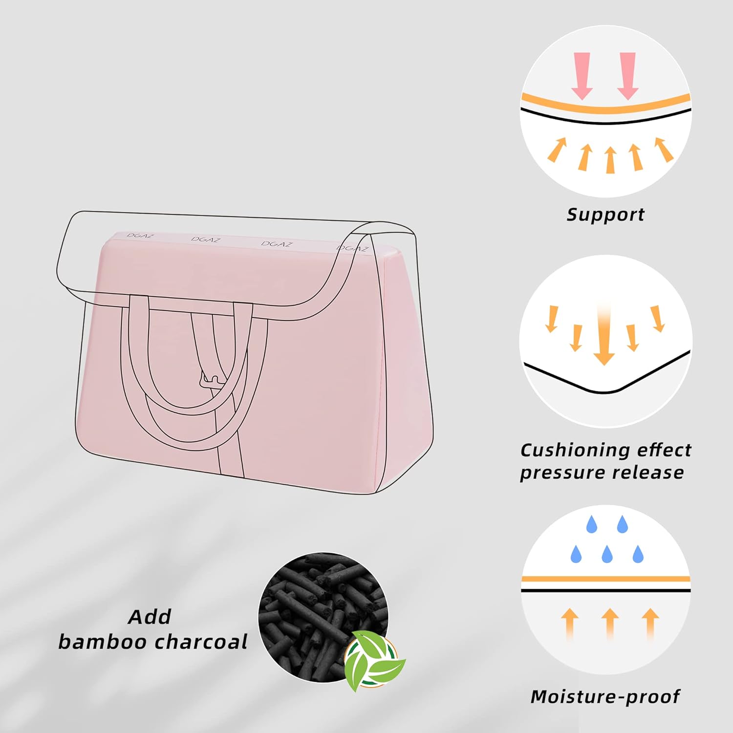 DGAZ Purse Pillow Insert for Hermes Halzan bags, Memory Foam, Silky Pillow Shaper for Luxury Handbags(Pink,Halzan31)
