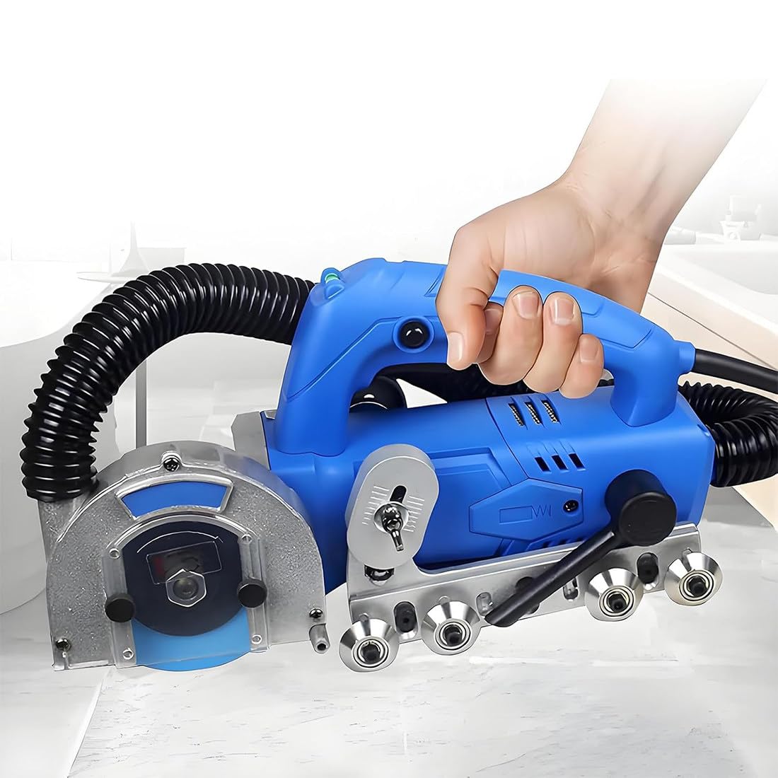 Cortador de juntas de azulejos, máquina de limpieza de grietas y ranurado de profundidad ajustable con 5 cuchillas de carburo de tungsteno para eliminar lechadas difíciles y cemento