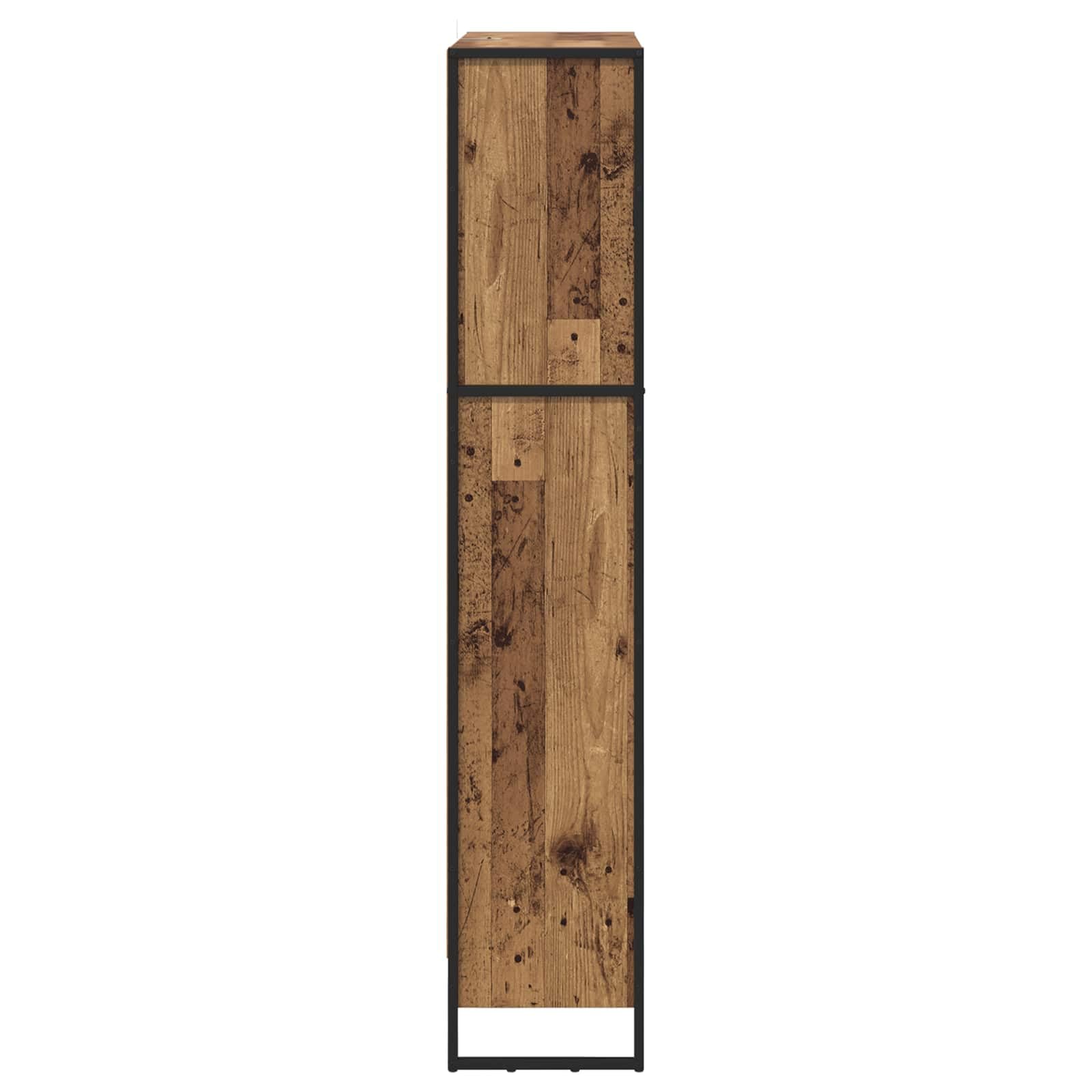 Regał na książki, 2-częściowy zestaw o wyglądzie starego drewna, 80 x 30 x 155 cm, materiał drewnopochodny ze stalowymi nogami, przemysłowy regał stojący do salonu i biura, trwałe