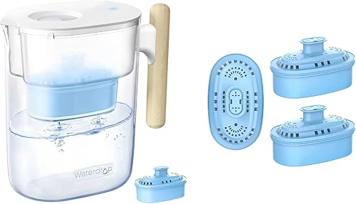 Waterdrop Filtro de agua alcalino y gota de agua de 10 tazas y filtros alcalinos de repuesto