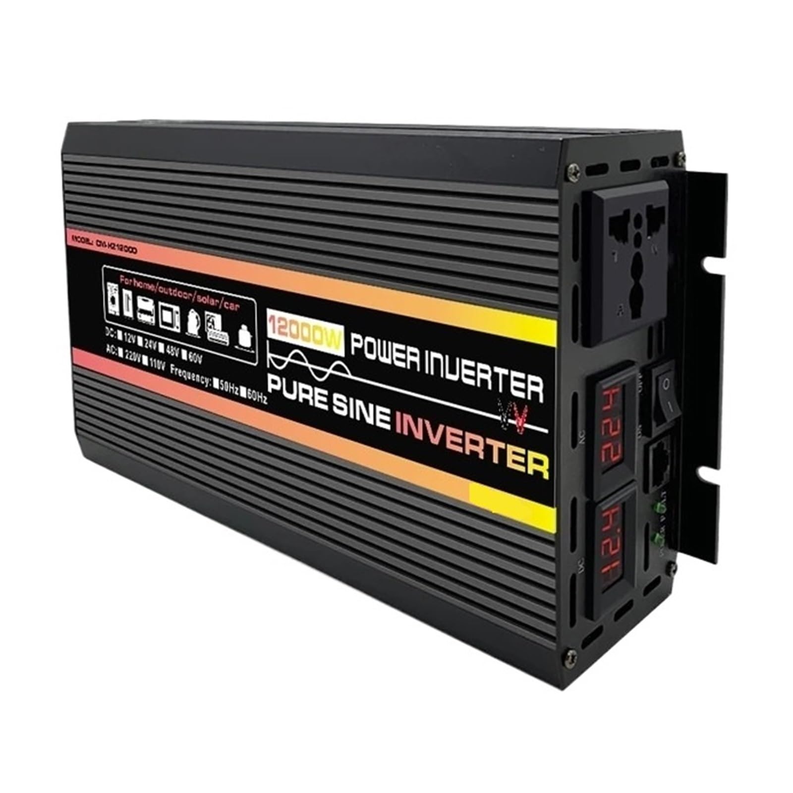 12000W Czysta Fala Sinusoidalna Przetwornica Napięcia Transformator Cyfrowy Wyświetlacz Samochodowy Dom Zewnętrzny Konwerter DC12V Z Kontrolerem Szeroki zakres zastosowań(60v,50HZ)