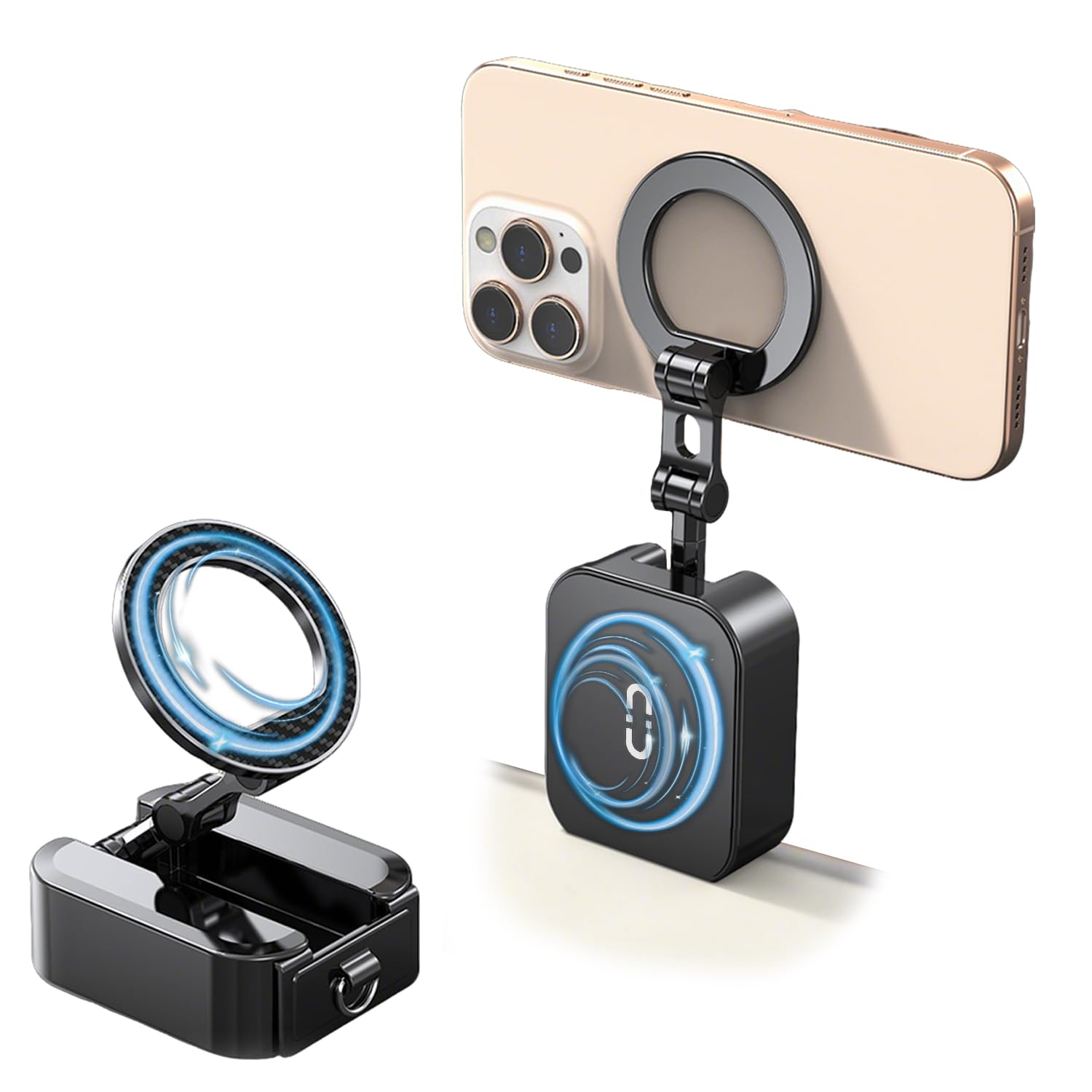 ZORBES® Magnetic Phone Stand for Desk, Portable Foldable Magnet Phone Holder Adjustable Kickstand with Ring Grip for Travel and Desktop Use-image-47