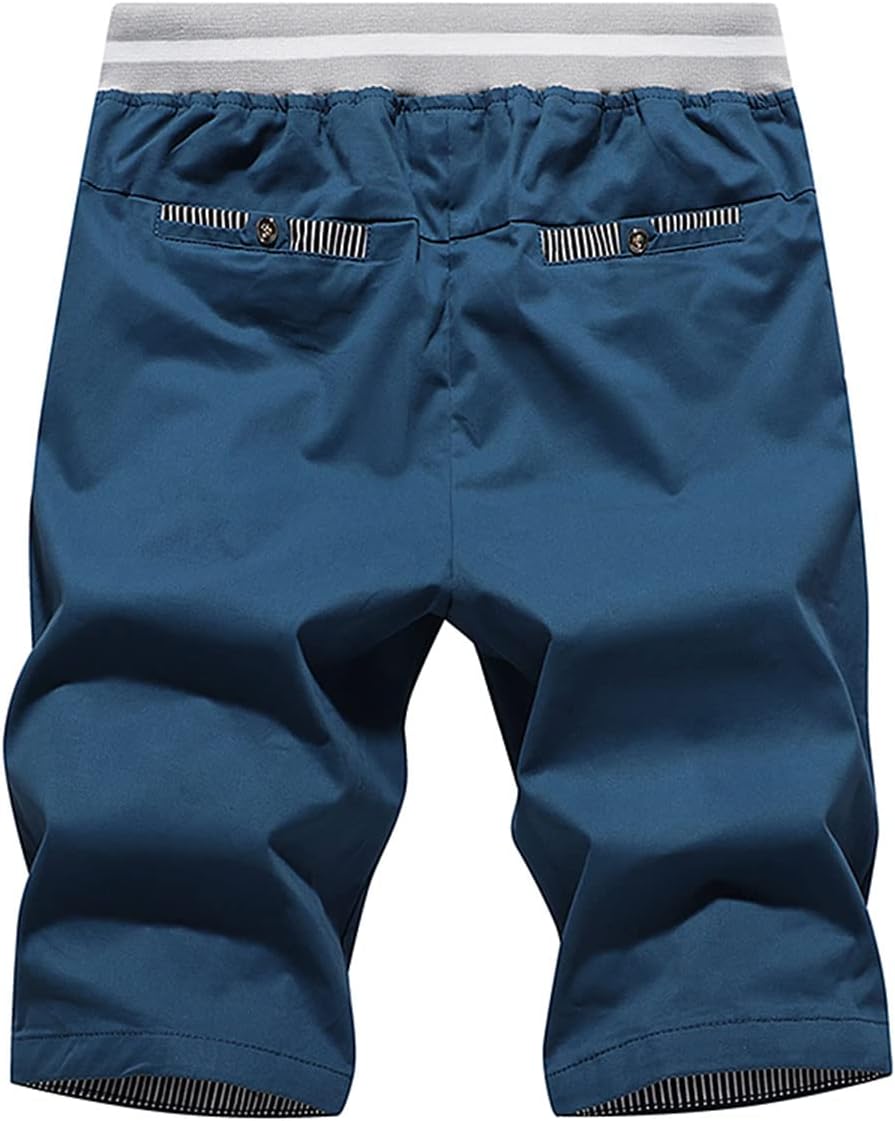 JustSun Mens Shorts Casual Classic Fit Cotton Summer Beach Shorts with Elastic Waist and Pockets - Image 3