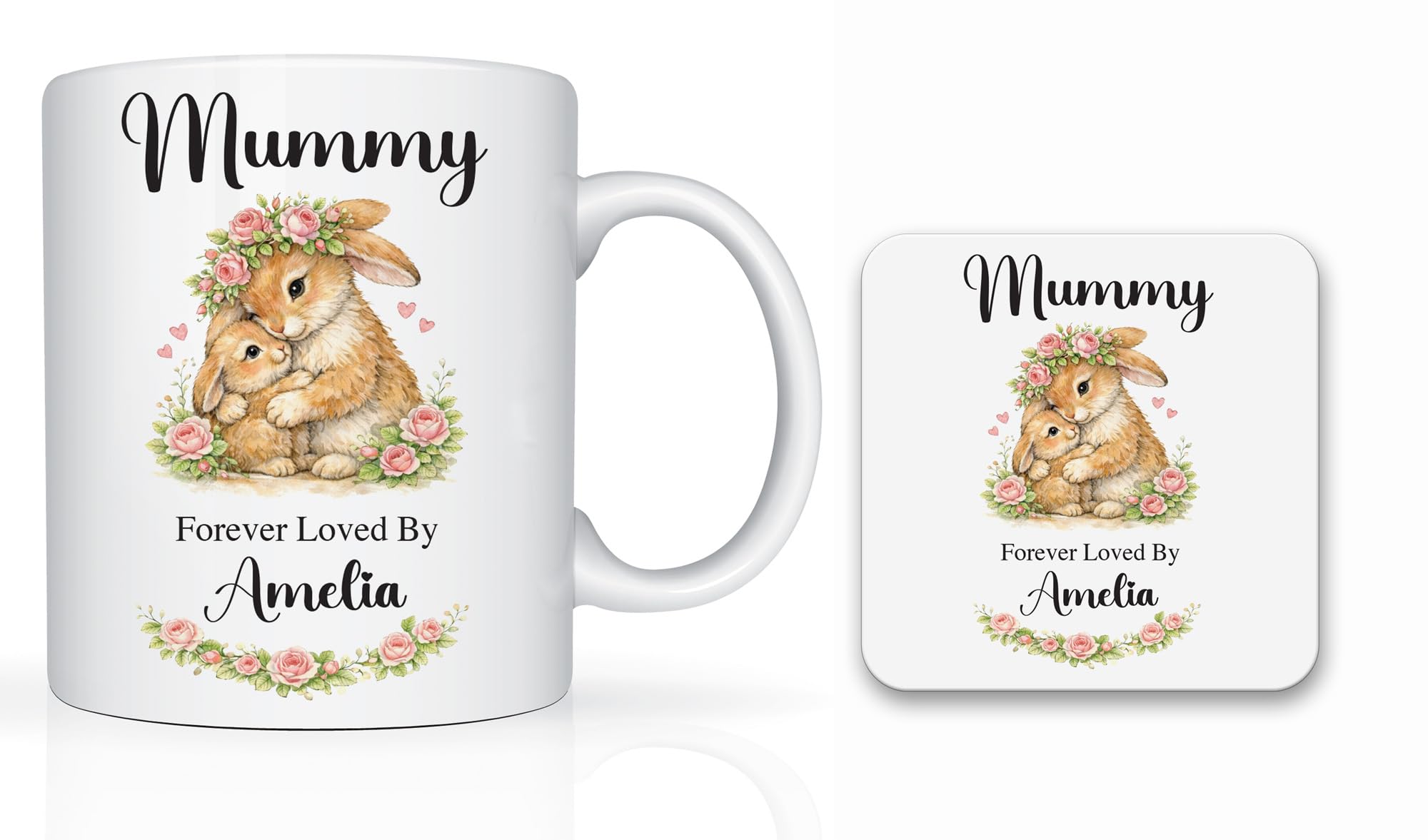 Star Online Personalised Mother’s Day Gifts for Mum, 11oz Ceramic Coffee Cup, Birthday Present for Stepmum, Grandma from Daughter, Son (Bunny)