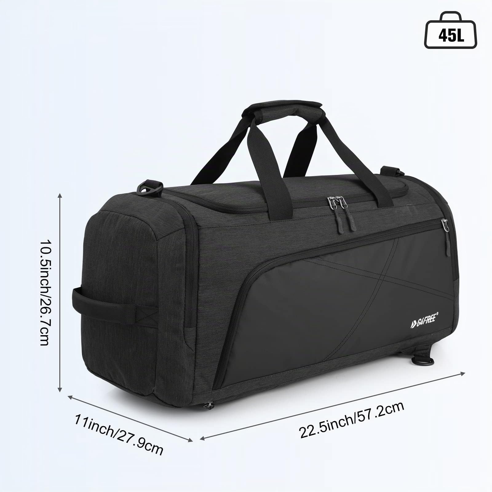 G4Free 45L/60L Bolsa de Deporte Grande & Bolsa de Viaje para Mujeres y Hombres/con Compartimento para Zapatos y Compartimento Húmedo Mochila Gimnasio para la Escuela, Deportes, Fitness y Viajes