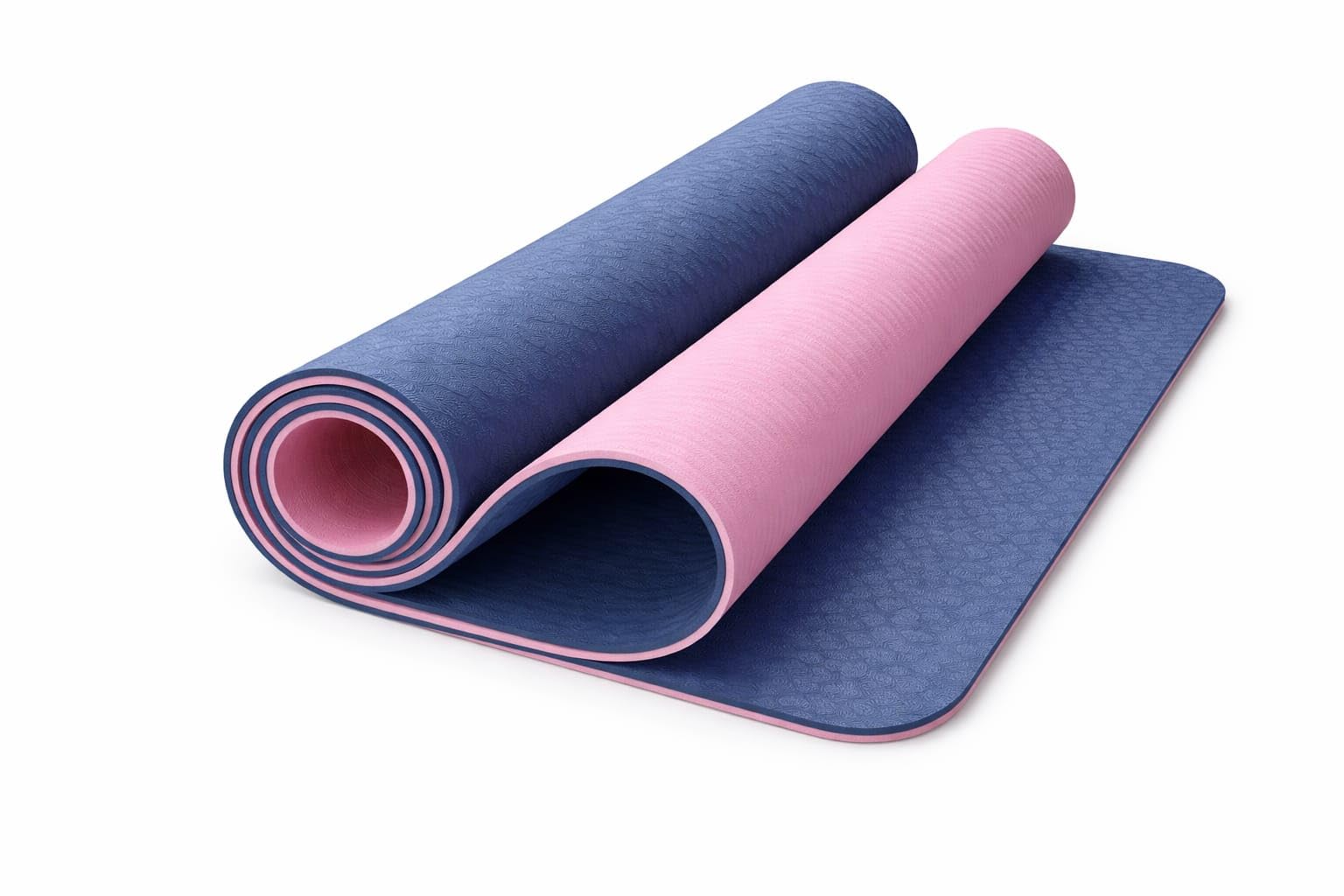 Reversible Dual-Layer Yoga Mat, TPE, 6mm Thick, Wave Anti-Slip Texture, Navy Blue and Pink, for Yoga, Gym and Home Workout-picture-21
