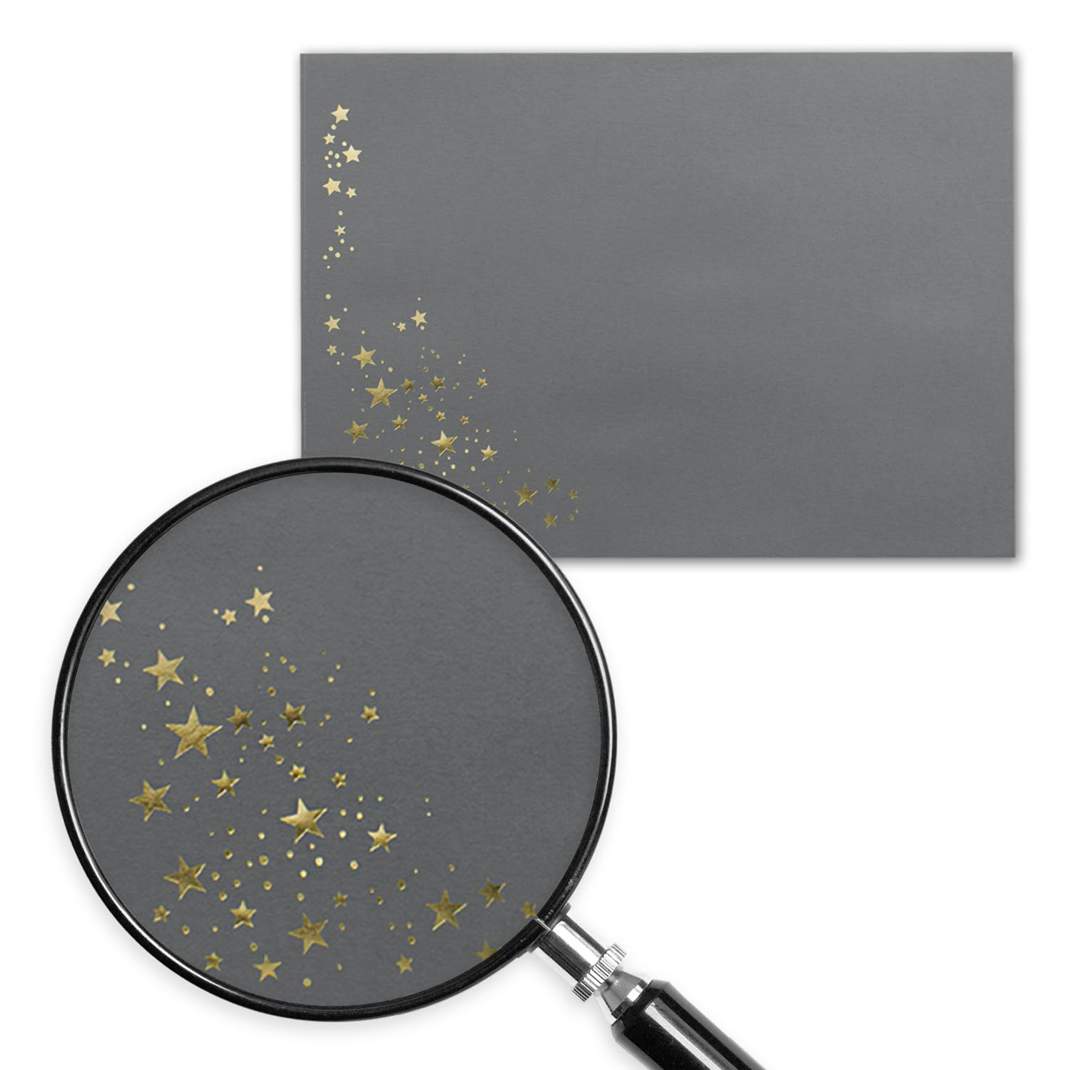 1000 x koperty bożonarodzeniowe - DIN C6 - ze złotym metalicznym tłoczonym deszczem - kolor: ciemnoszary - klejenie, 120 g/m² - 114 x 162 mm