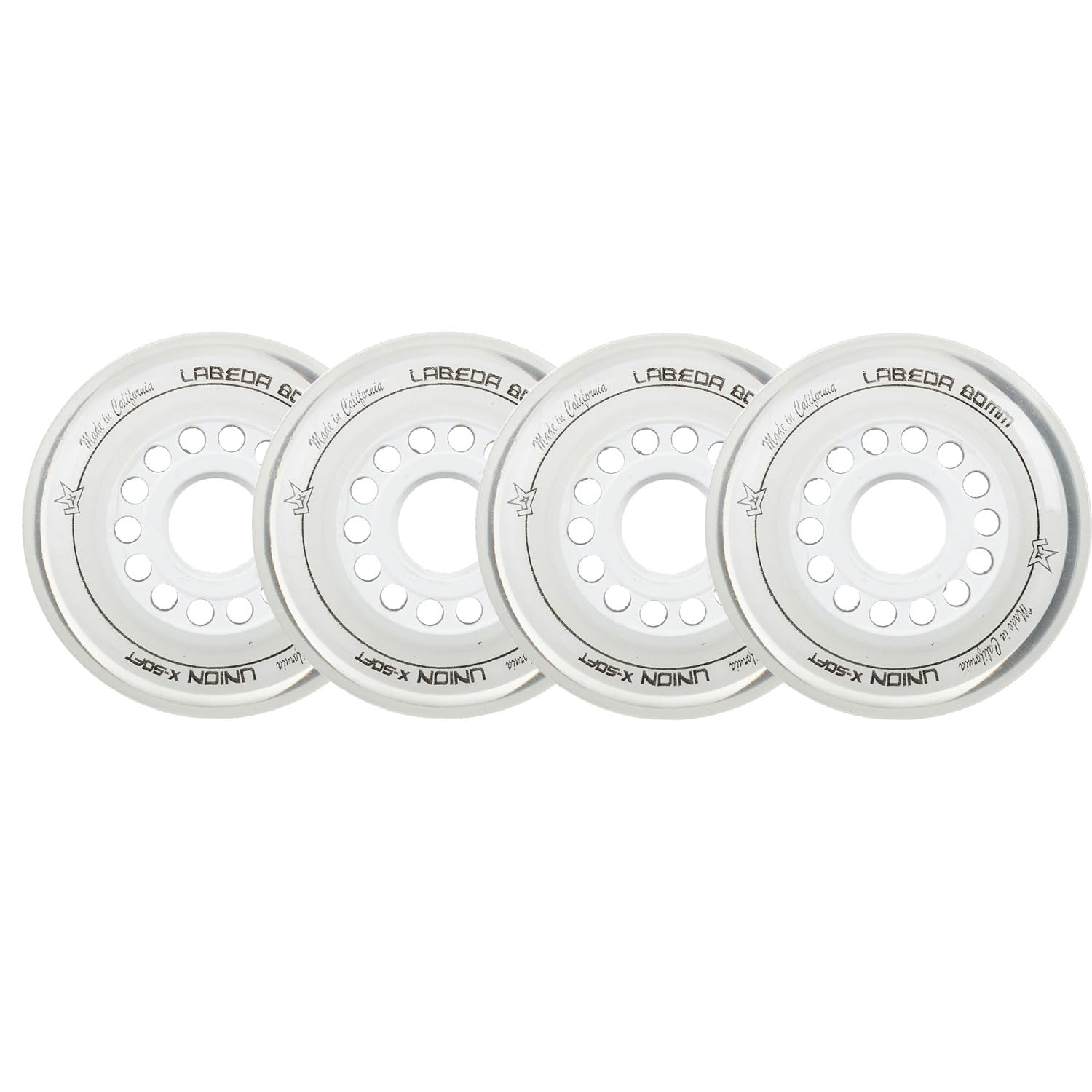 Labeda Inline Roller Hockey Skate Wheels Union White 76mm Set of 4