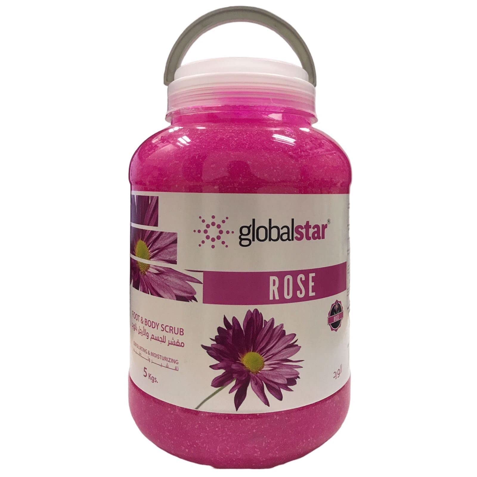 GlobalstarFoot & Body Scrub 5kg – Exfoliating & Moisturizing with Natural Extracts – Rose, Raspberry, Arabic Coffee, Lavender, Pomegranate, Gold, Lemon, Orange (Rose,5kg)