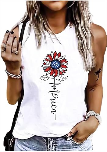 Camiseta sin mangas con la bandera estadounidense para mujer, camisetas sin mangas para el 4 de julio, camisetas patrióticas con bandera de Estados