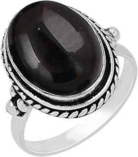 Sterling Silver Plated Handmade Statement Rings For Women, Southwest Bohemian Birthstone Ring Jewelry Mother's Day Christmas Gifts For Her