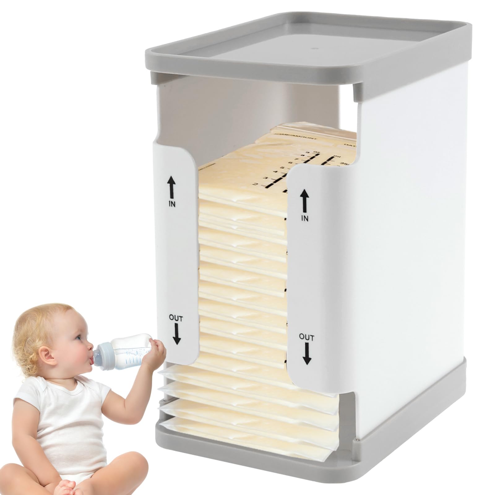 ZLHETWT 1700ml Breastmilk Freezer Organizer, Clear Freezer and Fridge Organizer Bins Reusable Breast Milk Storage Tower First in First Out Breastmilk Bag Organizer for Freezing Breastmilk Freezer