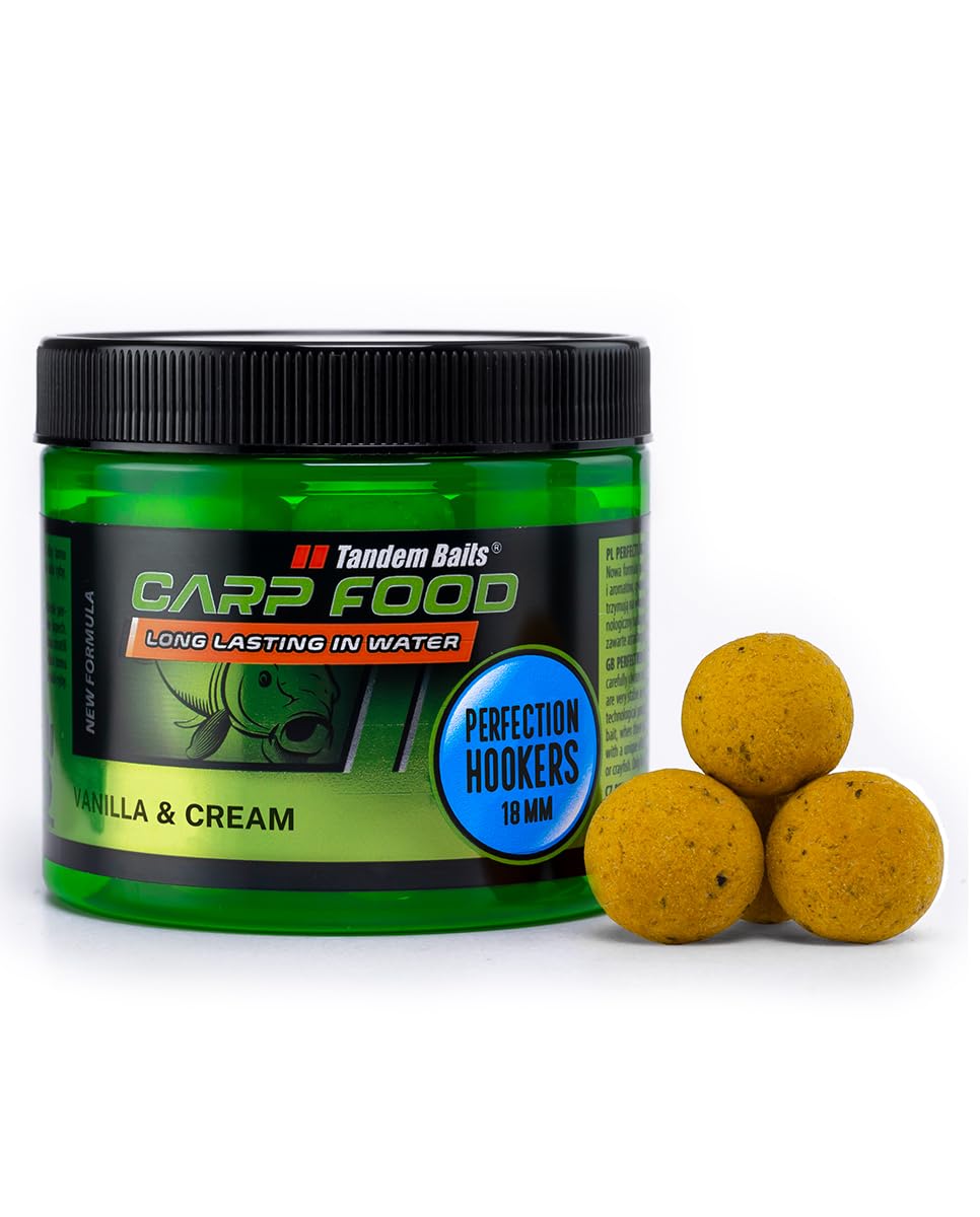 Tandem Baits Carp Food Perfecction Hookers Vanilla Cream | Carp Fishing Hookbaits | Effortless Carp Fishing | Carp Fishing Bait | Carp Bait | Carp Fishing Accessories for Monster Fish 18mm 120g