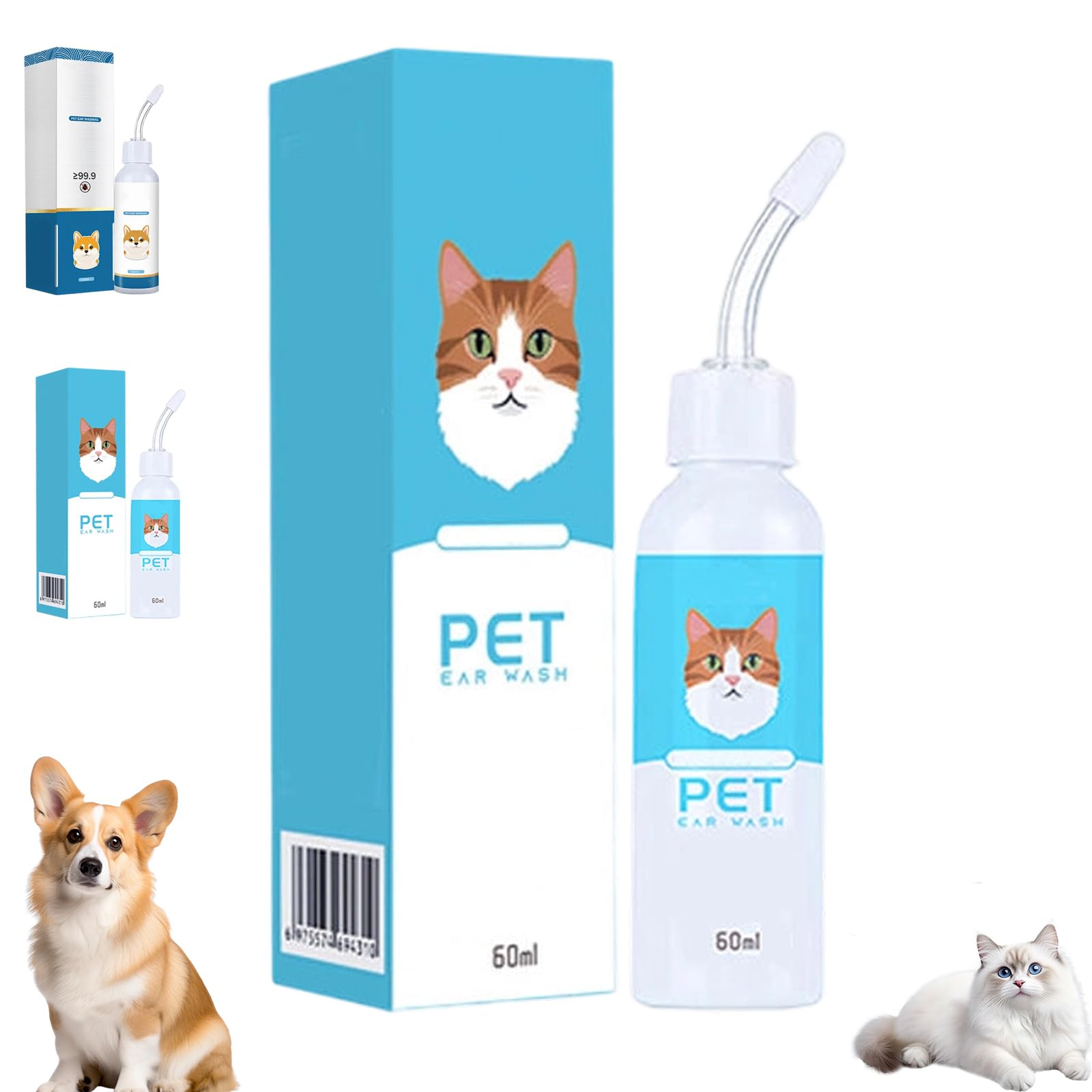 Ear Cleaner Relieves Itching in Dogs & Cats, Cat Ear Cleaner (1pcs,60ml)