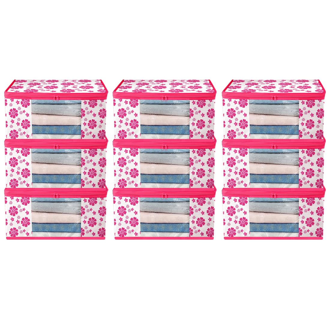 Ankit International Garments Cover Present Non Woven Saree Cover Storage Bags for Clothes Pack of 9