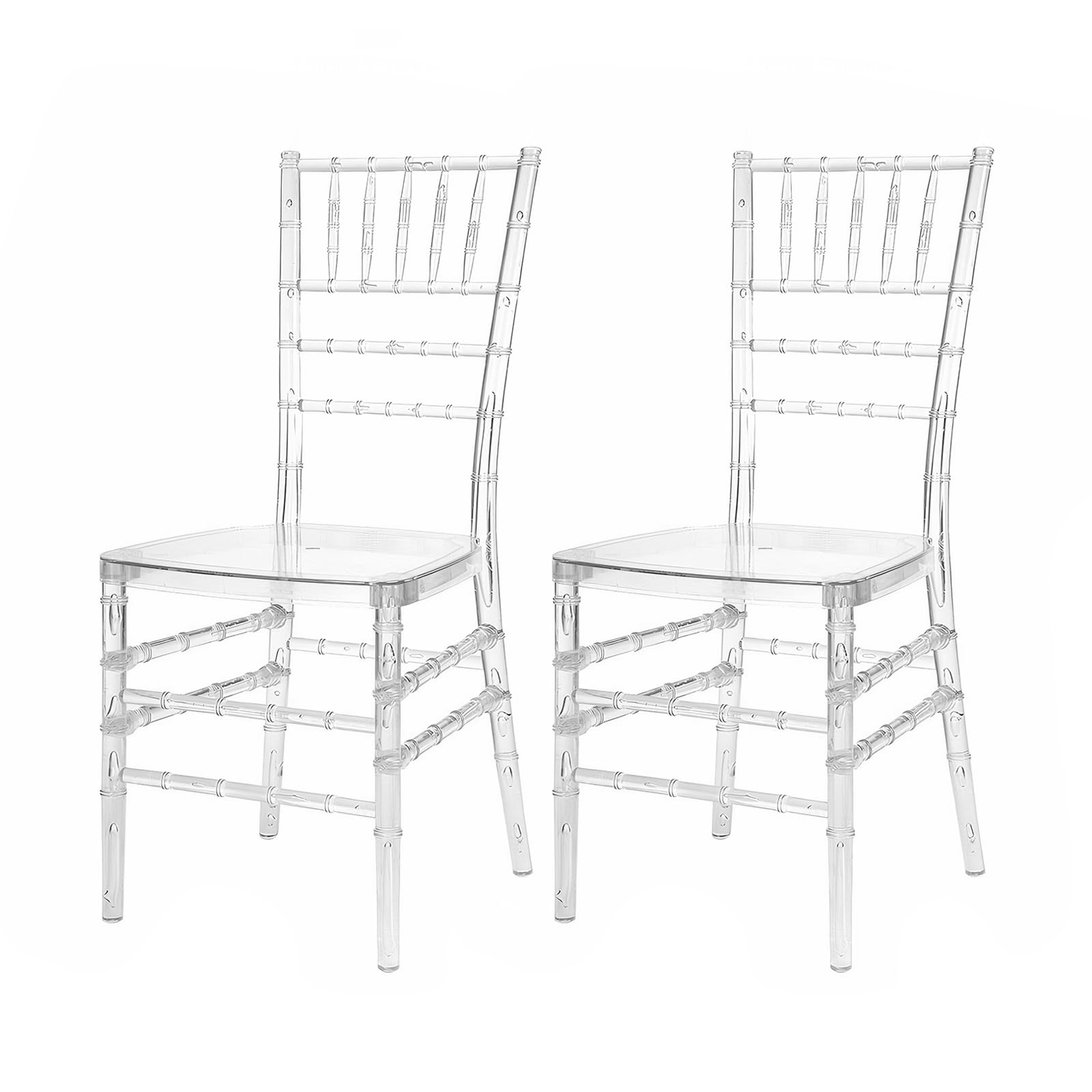 TAO ONE Transparenter Acryl Stuhl stapelbar, 2 Stück, Splitterfreier Kunststoffstuhl für Esszimmer, Terrasse & Event mit ergonomischer Sitzfläche (45x39x92 cm)
