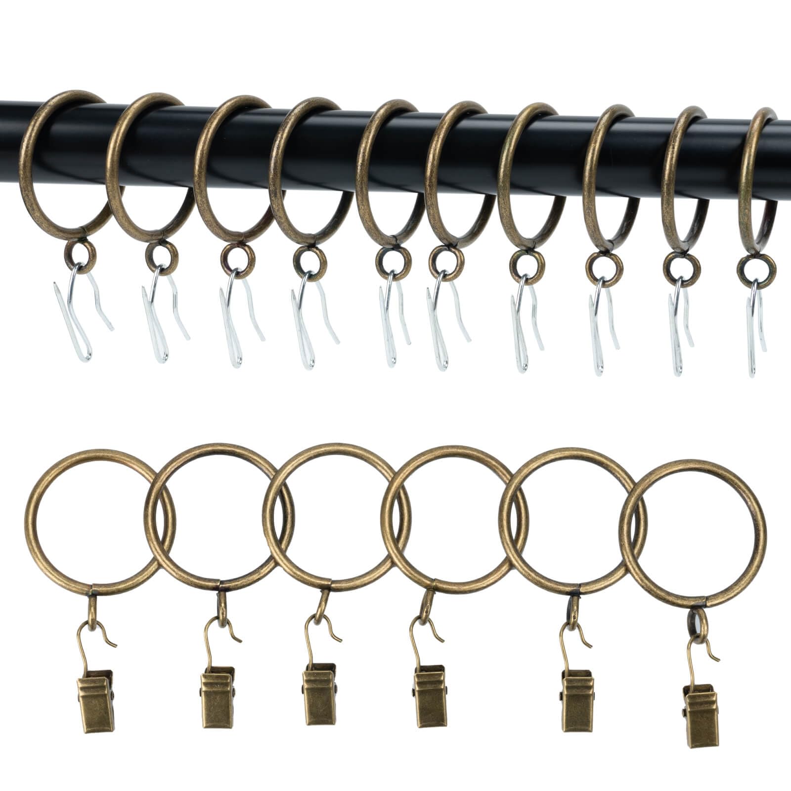 Curtain Rings and Hooks Clip,25mm Inside Diameter,Complete Set including Curtain Pole Rings - Image 3