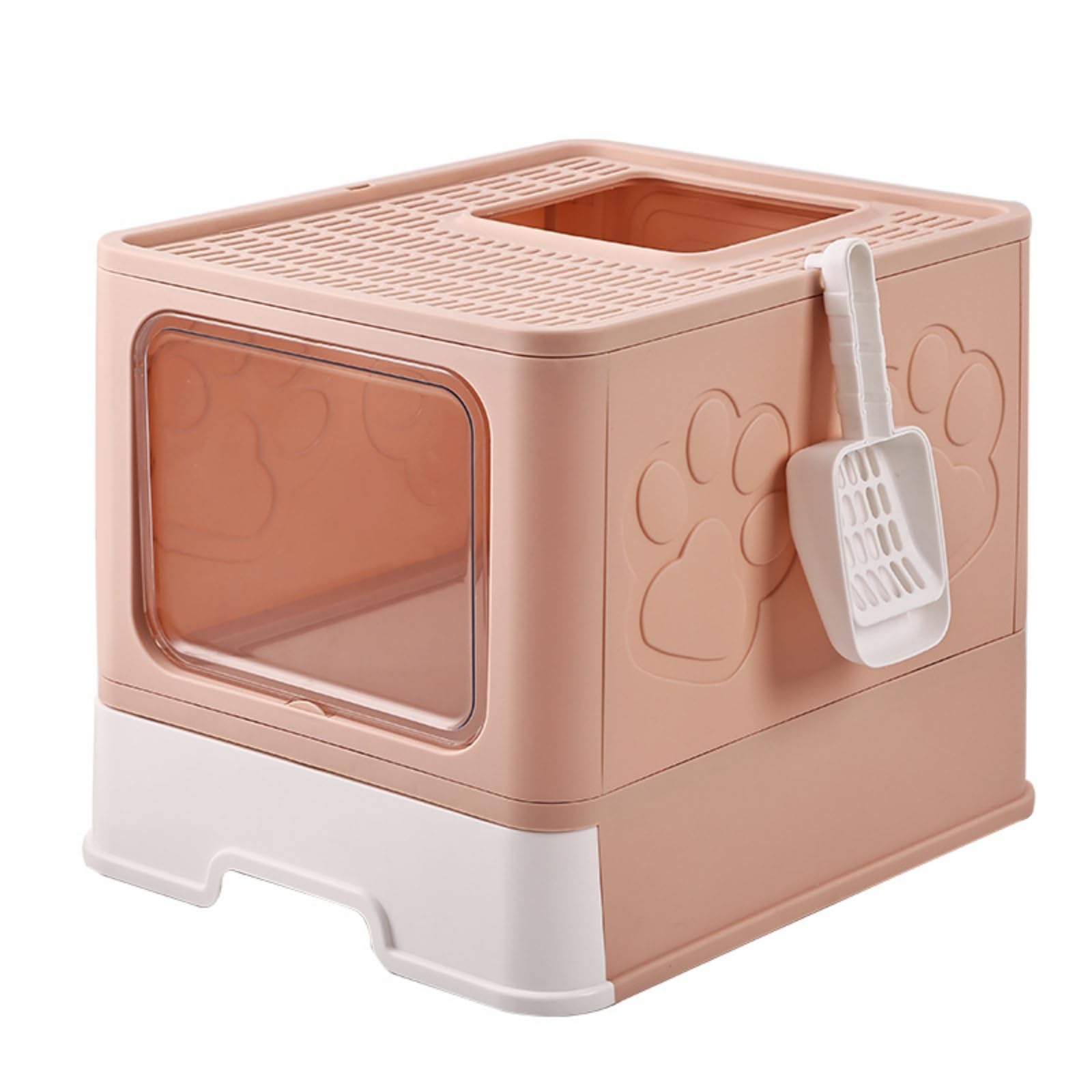 Arenero con Cajón Cerrado Arenero Cubierto Autolimpiable Manual Caja con Tapa para s, Rosa Loto, 50 41 40cm