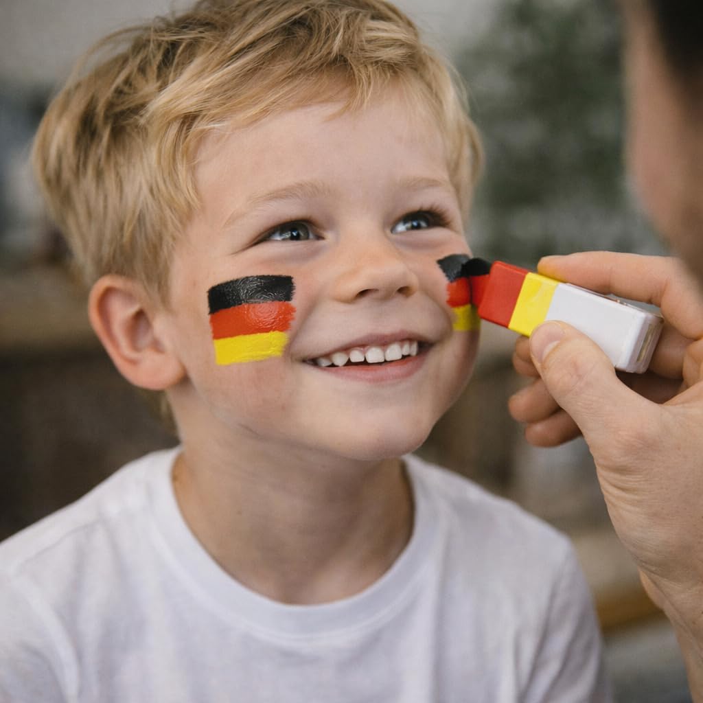 Lot de 3 crayons de maquillage pour fans de l'Allemagne - Noir, rouge, jaune (doré) - Pour décoration, décoration de fête de football, championnat d'Europe de football 2024