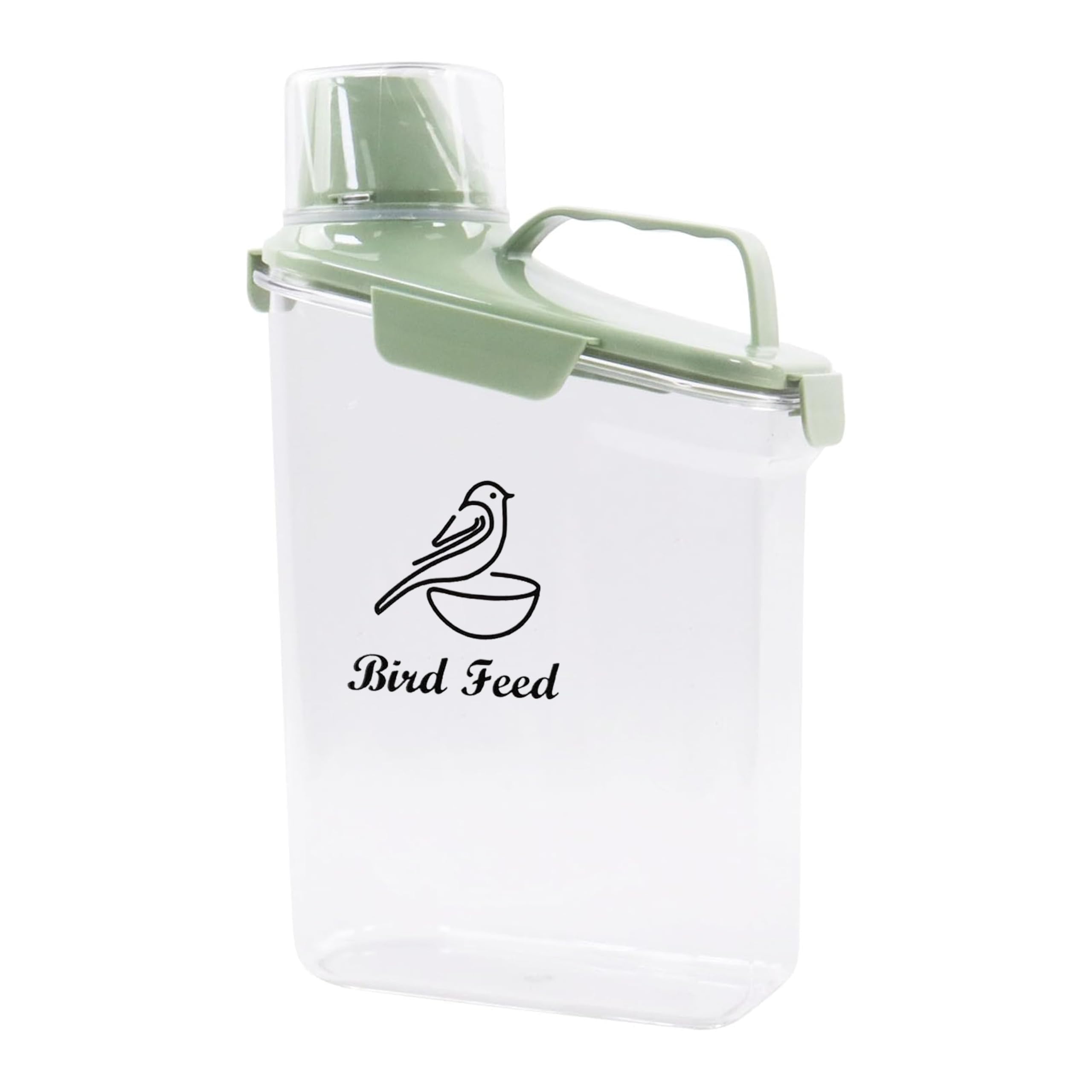 Boîte de rangement de nourriture pour oiseaux - 2,8 l - Avec ouverture étroite - Boîte de rangement hermétique pour nourriture sèche pour chats - Vert