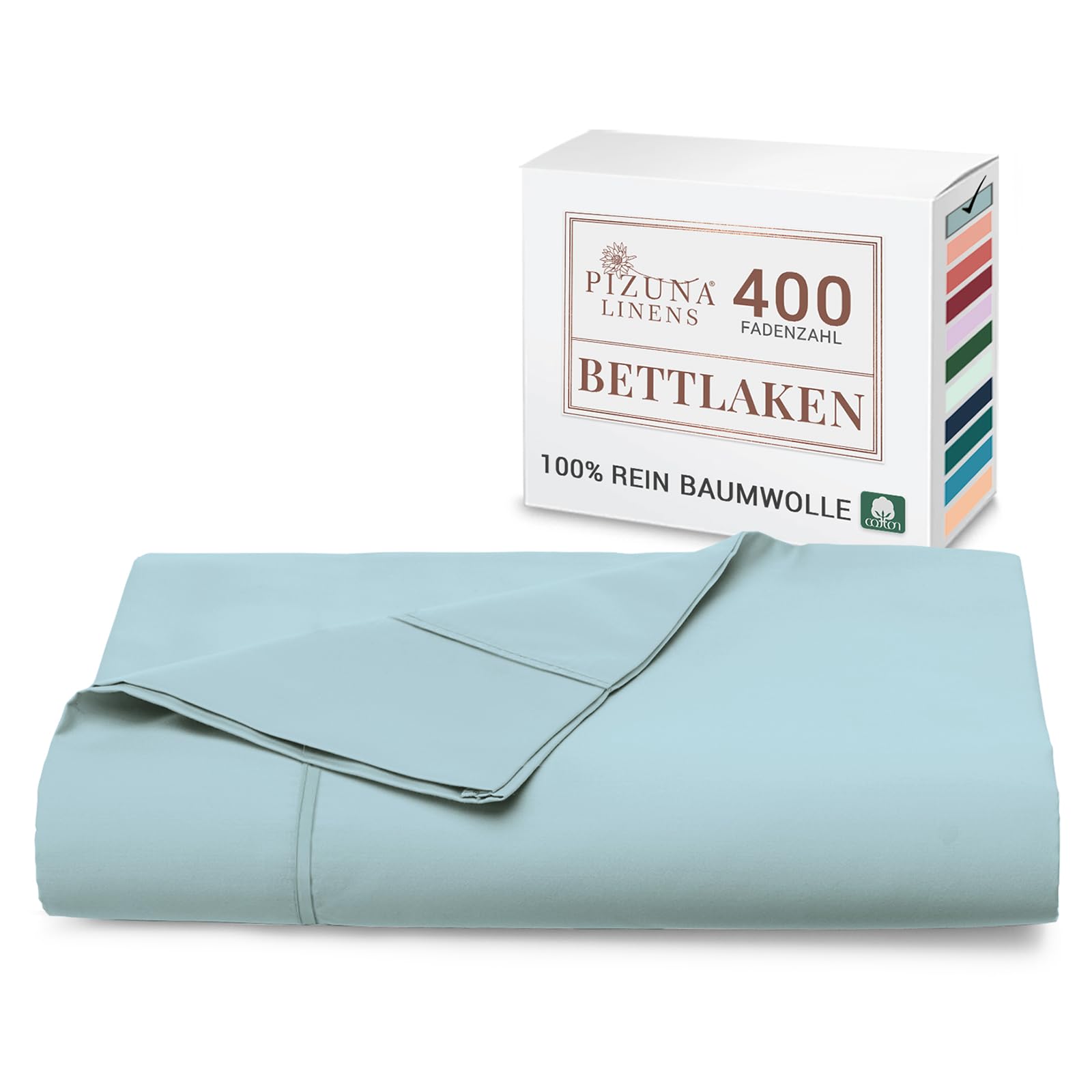 Pizuna Bettlaken 180x280 cm Baumwolle Babyblau 400 Fadenzahl