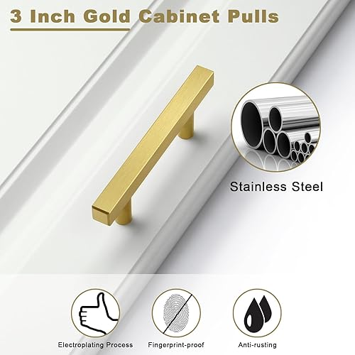 Miniatura 9 de Paquete de 30 tiradores de gabinete de 3 pulgadas, color negro mate, tiradores cuadrados de acero inoxidable para armarios, aparadores, armarios,