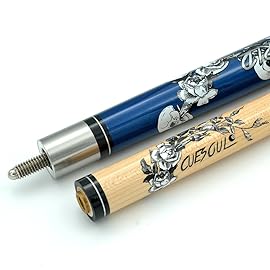 CUESOUL 58 inch 21oz 1/2 Maple Pool Cue Stick Kit- Rock The World Stylish Pattern Cue Design in Blue Paint