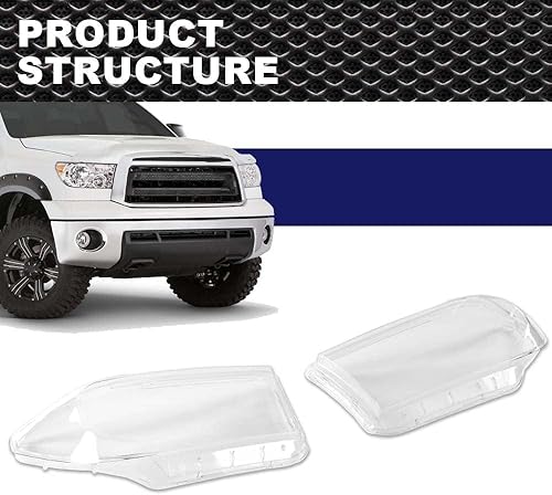 Miniatura 9 de Cubierta de lente de faro delantero izquierdo+derecho (transparente) compatible con Toyota Tundra 2007-2013 Compatible con Toyota Sequoia 2008-2017