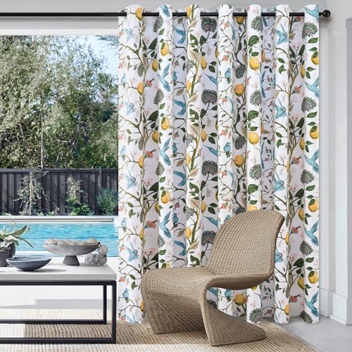 Image of Topfinel Sliding Door Patio Floral Curtains & Drapes, Blackout Extra Wide Room Divider Large Coquette Vintage Farmhouse Country Hummingbird Patterned Grommet Curtains 1 Single Panels W100 x L84