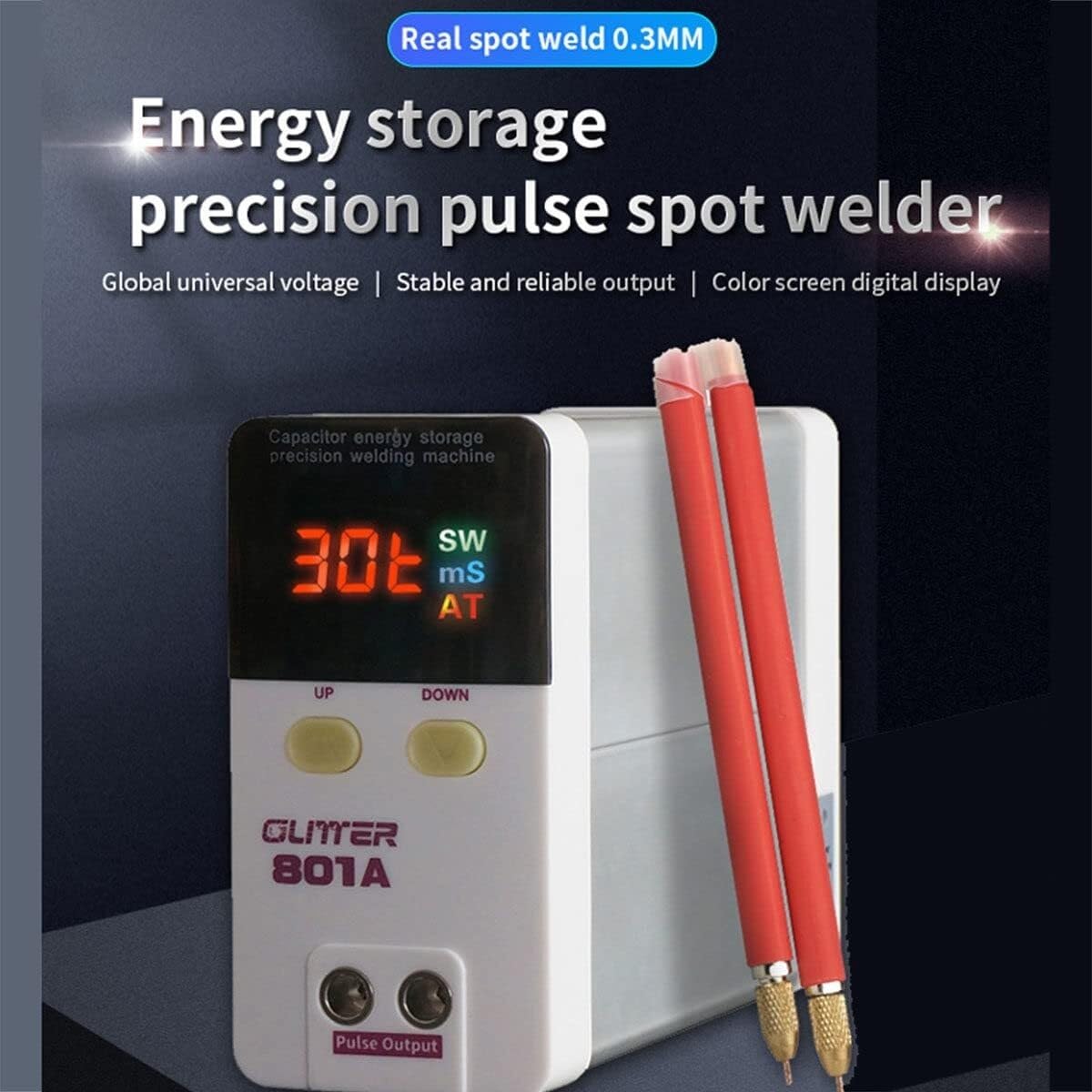 Mini portable precision pulse battery welding equipment, 801A battery spot welder 11.6 KW capacitor energy storage spot welder for 18650, 14500 lithium battery pack construction