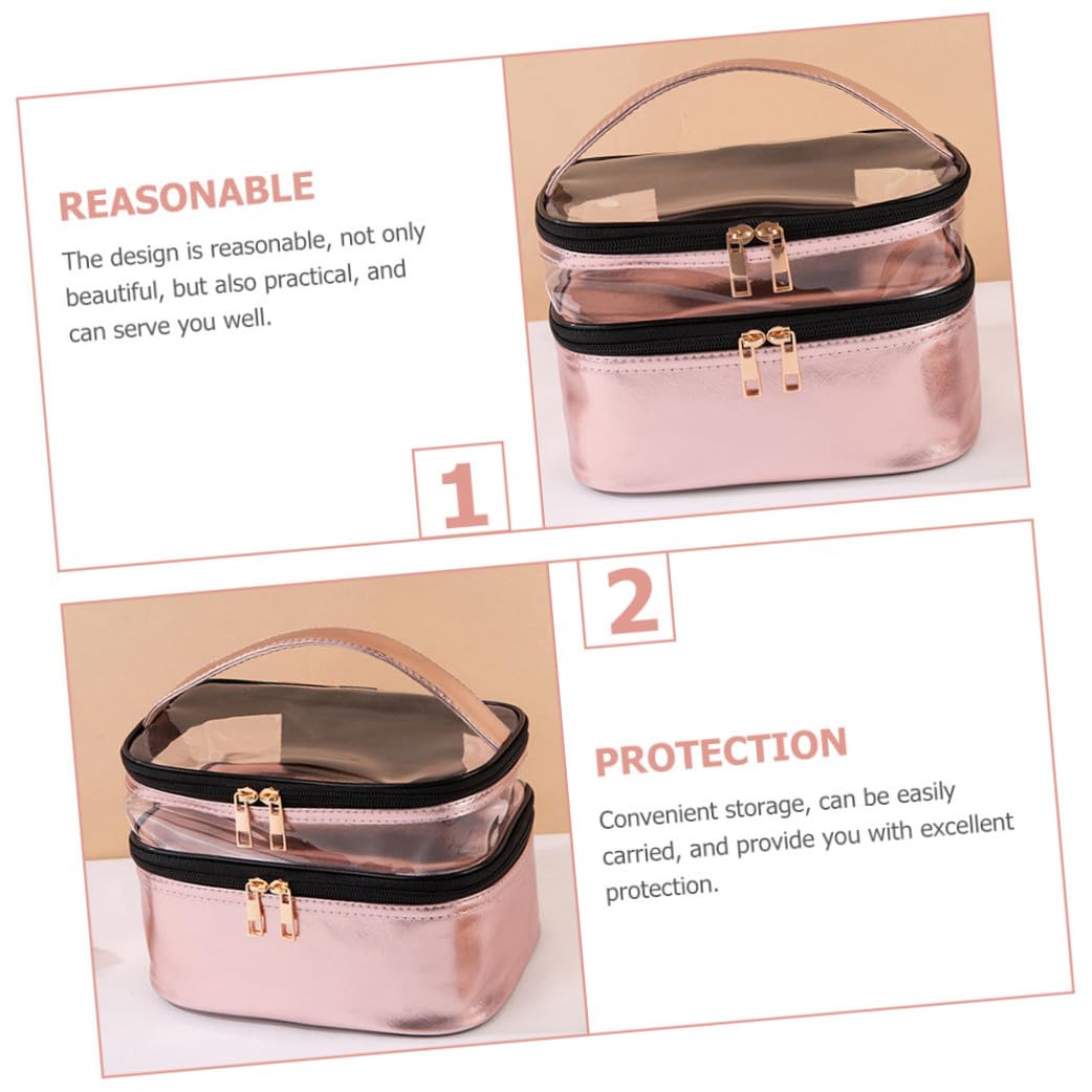 Happyyami Bolsa De Cosméticos Portátil Doble Neceser De Viaje para Maquillaje Ligero