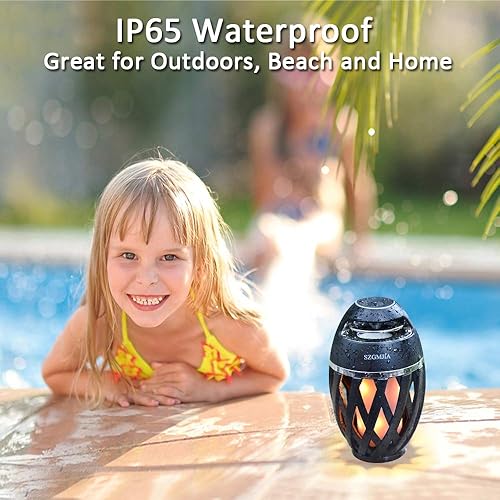 Miniatura 5 de Altavoz de llama LED, atmósfera de llama, altavoz Bluetooth para exteriores con sonido estéreo de graves mejorado, altavoz inalámbrico portátil