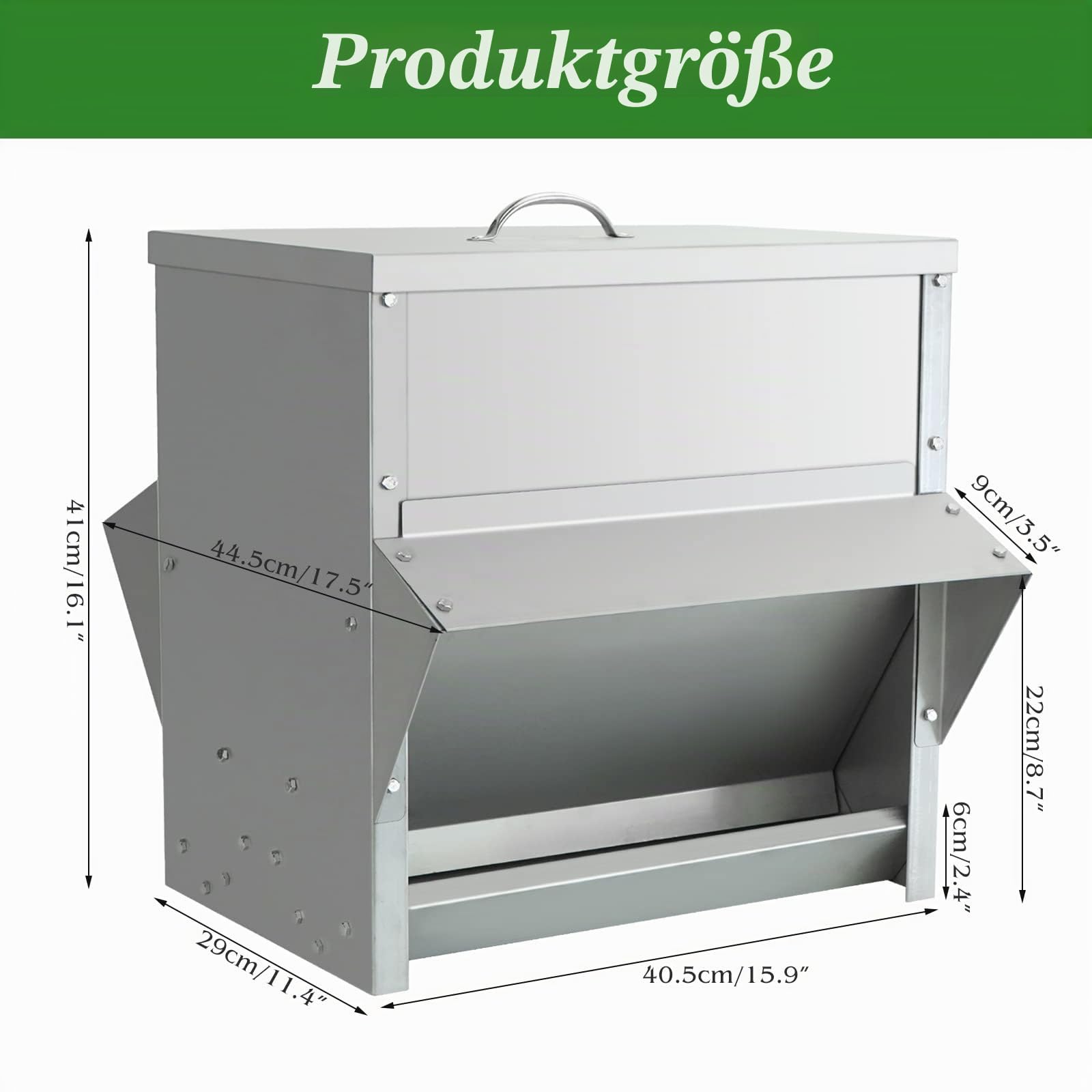 25KG Automatischer Geflügelfutterautomat Futtertröge Edelstahl