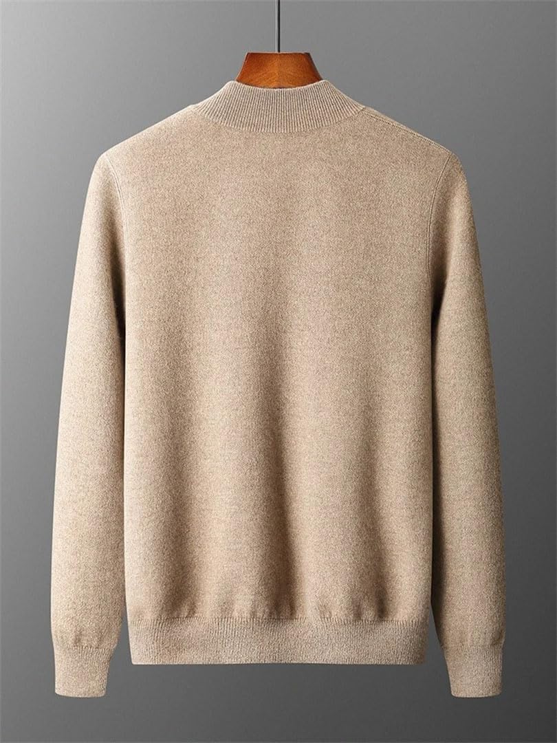 Men's Zipper Cardigan Cashmere Sweater Fall Winter Thick Smart Casual 100 Percent Merino Wool Double Sided