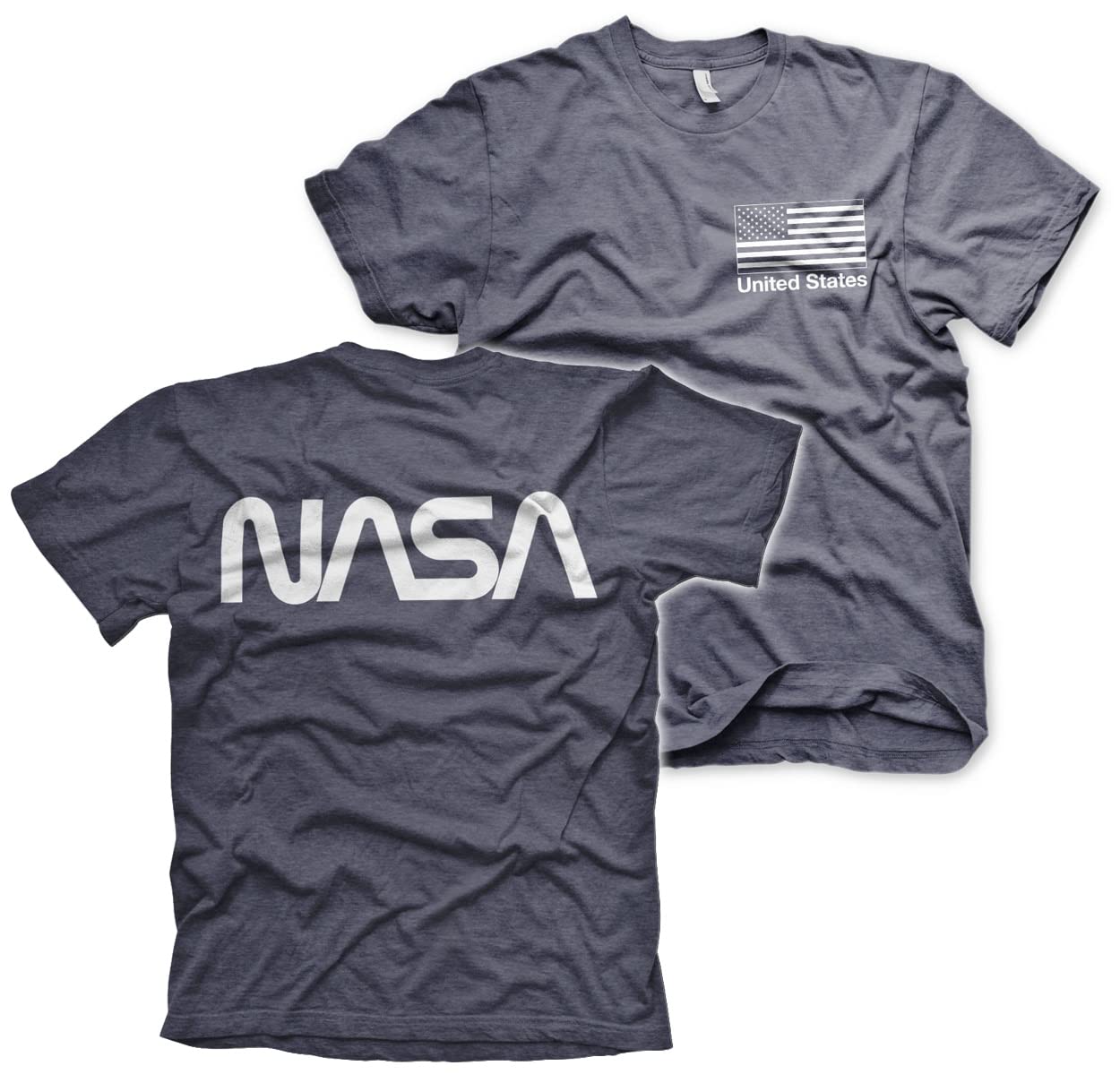 Nasa Men's Navy-Heather Officially Licensed Black Flag T-Shirt (Navy-Heather), Medium