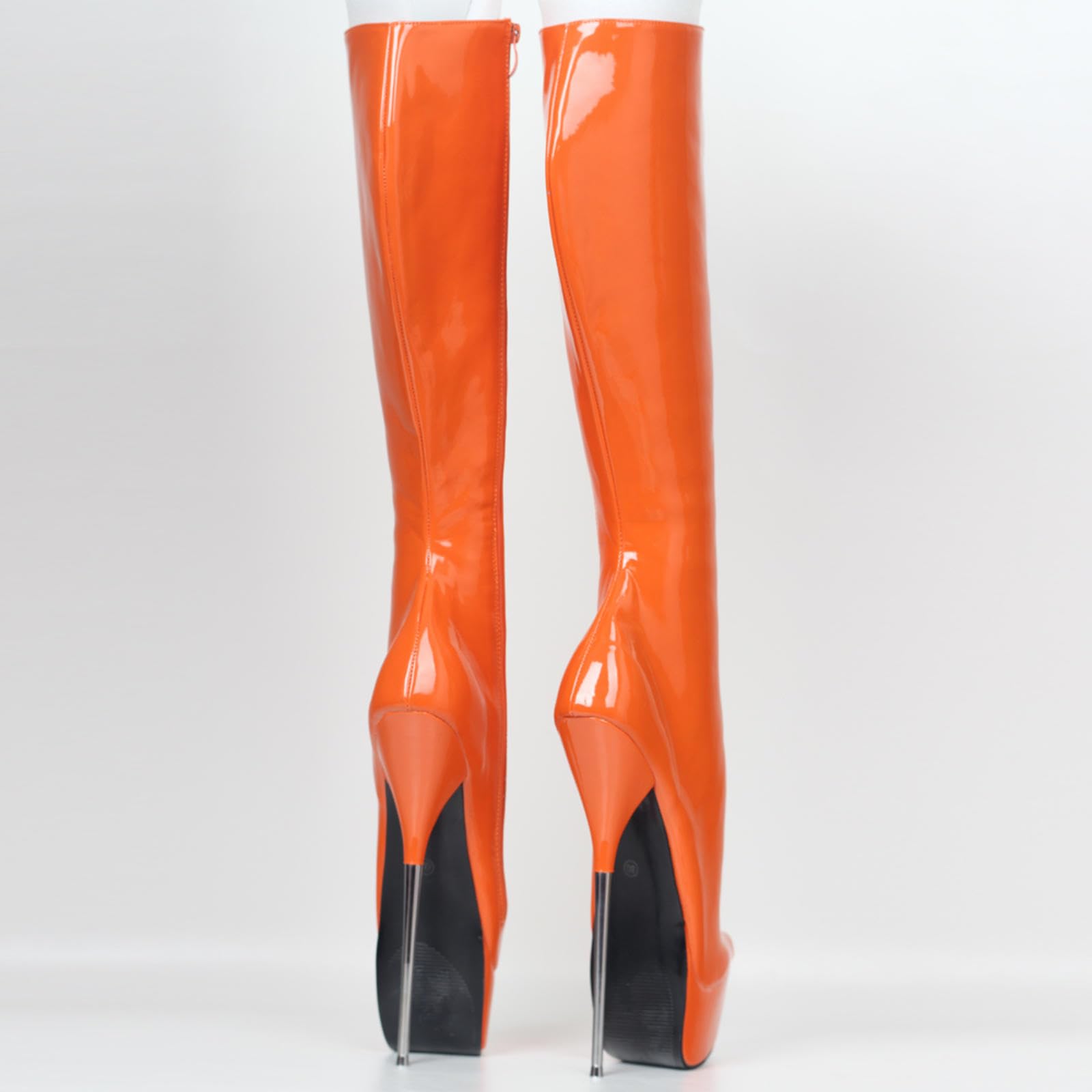 Tacchi Donna 20CM Stivali Da Donna Con Tacchi Alti Stivali Con Suola Spessa A Punta In Metallo Con Tacco A Spillo,Orange-43