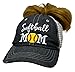 Cocomo Soul Softball Mom Embroidered Baseball Hat Mesh Messy BUN HIGH Ponytail Hat Cap -237 Dark Grey