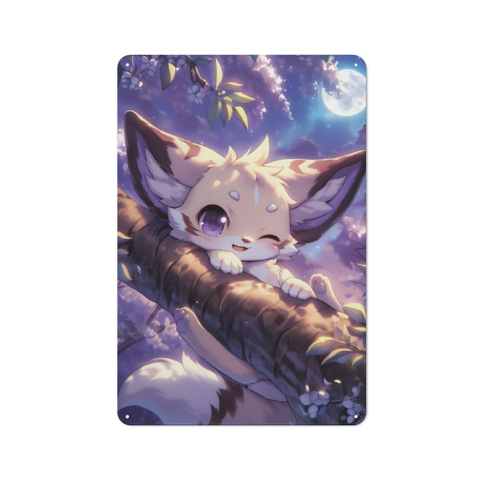 Junmoney Cute Fox In Tree Rustic Tin Wall Plaque 30X20cm For Garage Or Workshop, For Home Interiors, Feature Walls And Decorative Displays