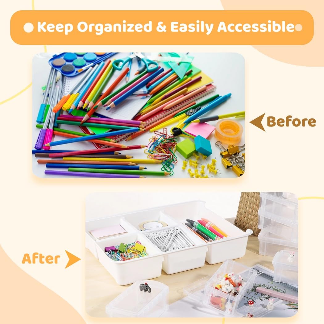 Plastikowy organizer z pojemnikiem na zabawki o pojemności 17 l i sześcioma piórnikami, pojemnik do przechowywania klocków, artykułów papierniczych, artykułów artystycznych i potrzeb biurowych