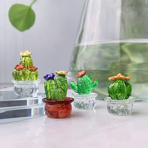 Miniatura 5 de 4 piezas de mini figuras de cactus, adornos interiores de escritorio para automóvil, adorno de planta en miniatura para decoración del hogar y la