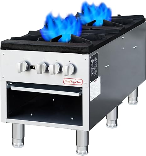 Miniatura 9 de Estufa de Gas Comercial con Gabinete, Rango de Estufa de Un Solo Quemador de 80,000 BTU, Rango de Olla Grande para Cocinar en Encimera de 18" para