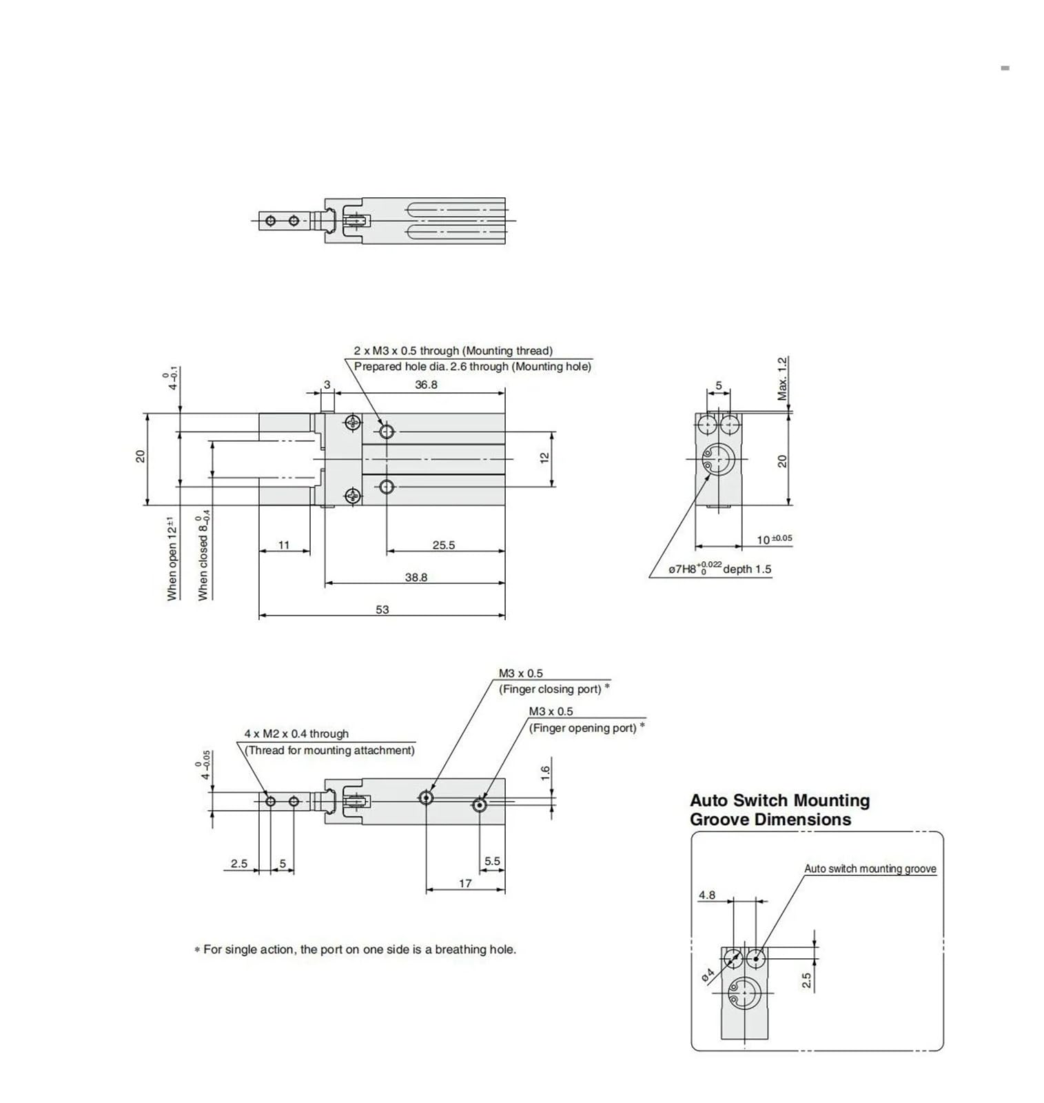 Paralleler Luftgreifer, Bohrung 10D 16D 20D 25D 32D 40D, doppelter einfachwirkender Pneumatikzylinder Mit schneller Reaktion und flexibler Steuerung(MHZ2-32D)